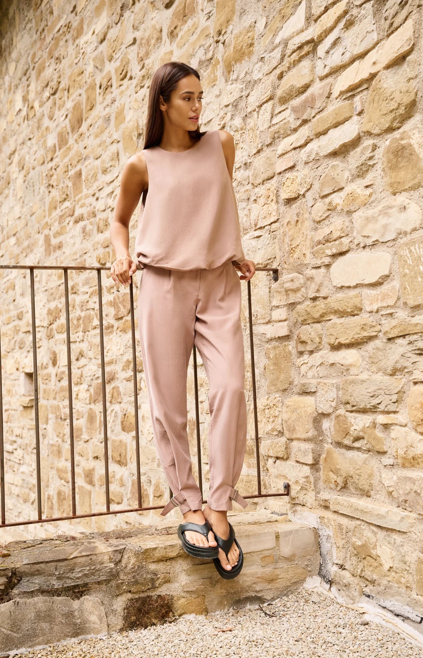 High Waist Loose Trouser in Brownie Brown
