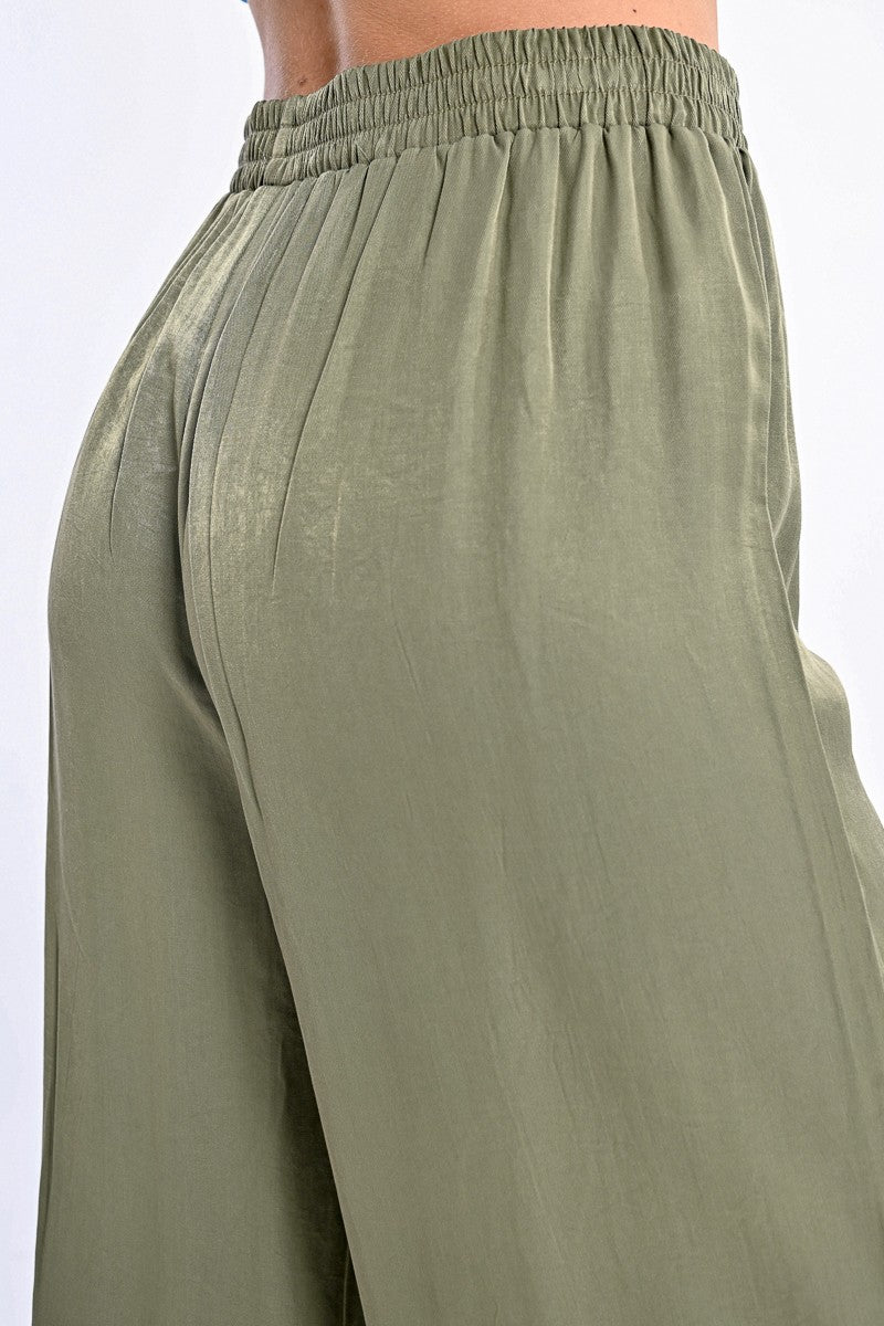 High Waisted Fluid Trousers in Khaki