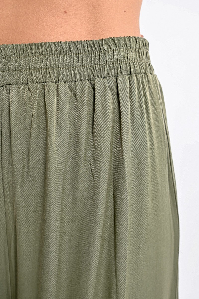 High Waisted Fluid Trousers in Khaki