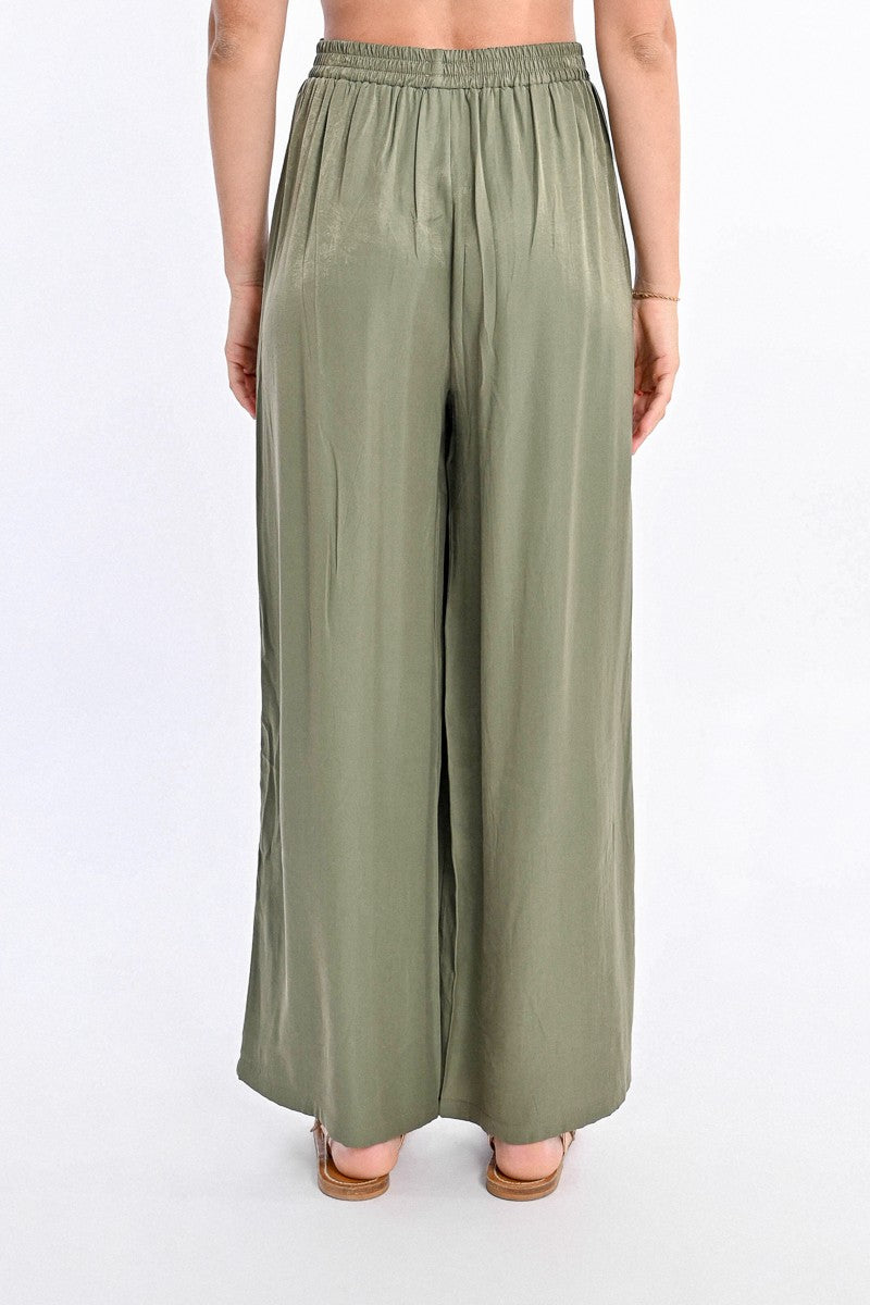 High Waisted Fluid Trousers in Khaki