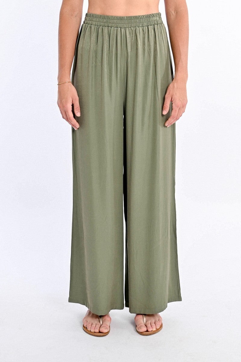 High Waisted Fluid Trousers in Khaki