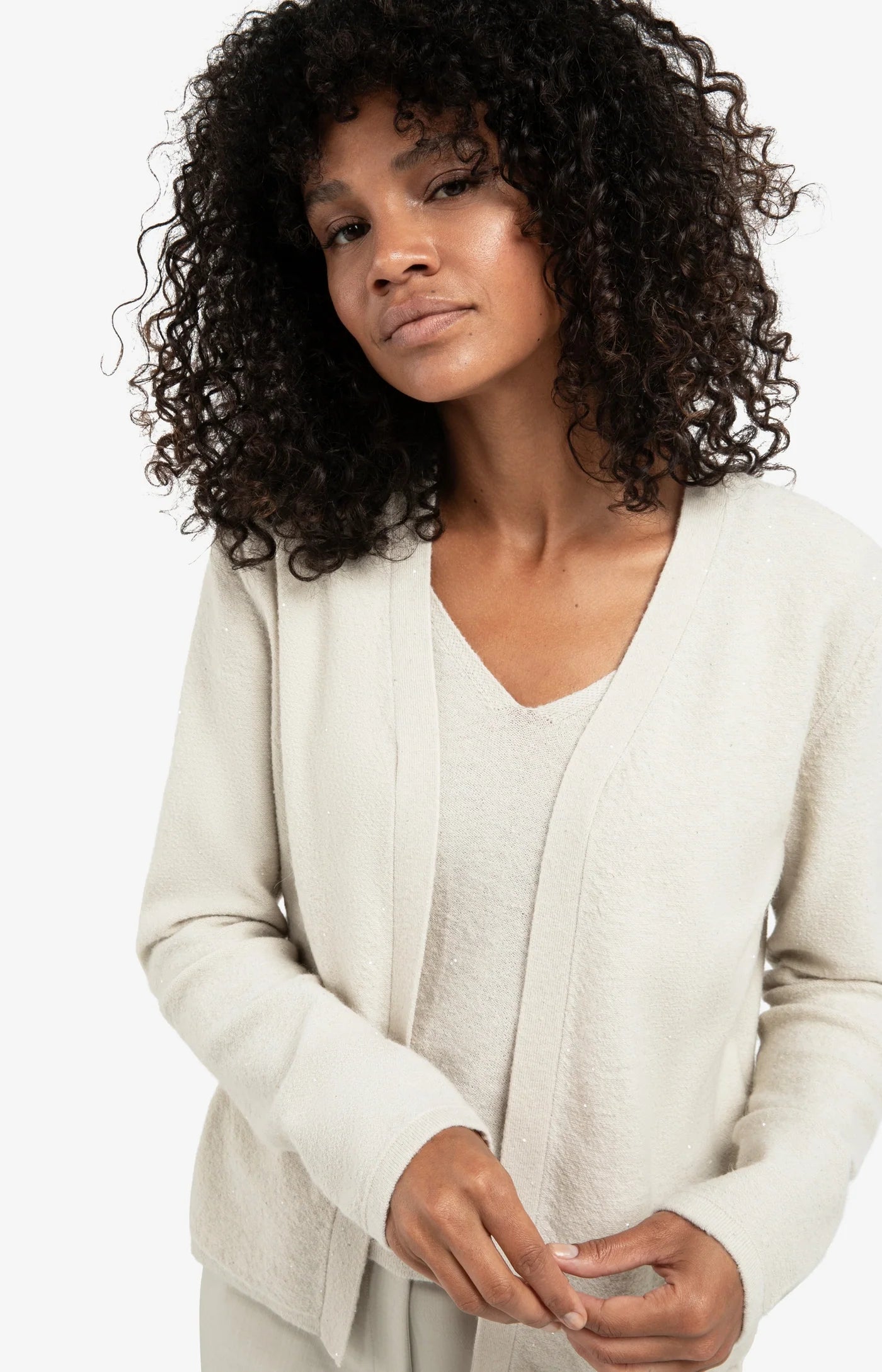 Spencer Cardigan with Sequins in Cloud Grey