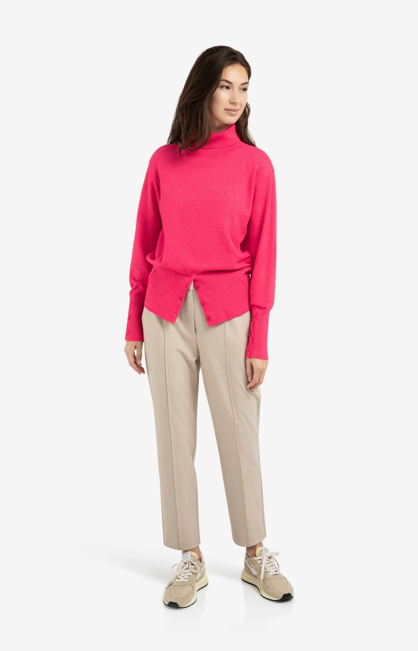 High Neck Sweater in Rose Red