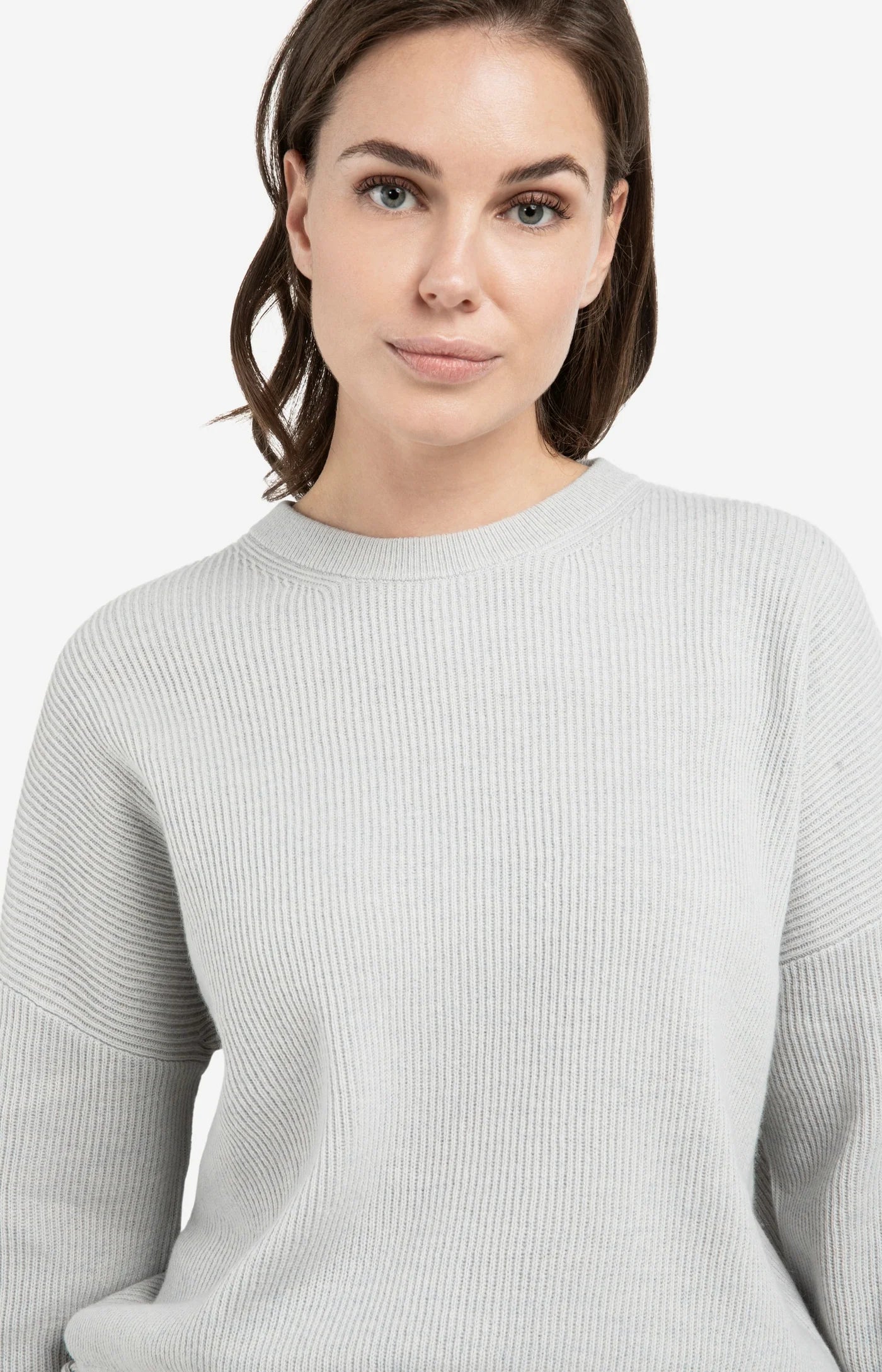 Knitted Sweater with Tie Hem Detail in Vapor Blue/Grey Mel