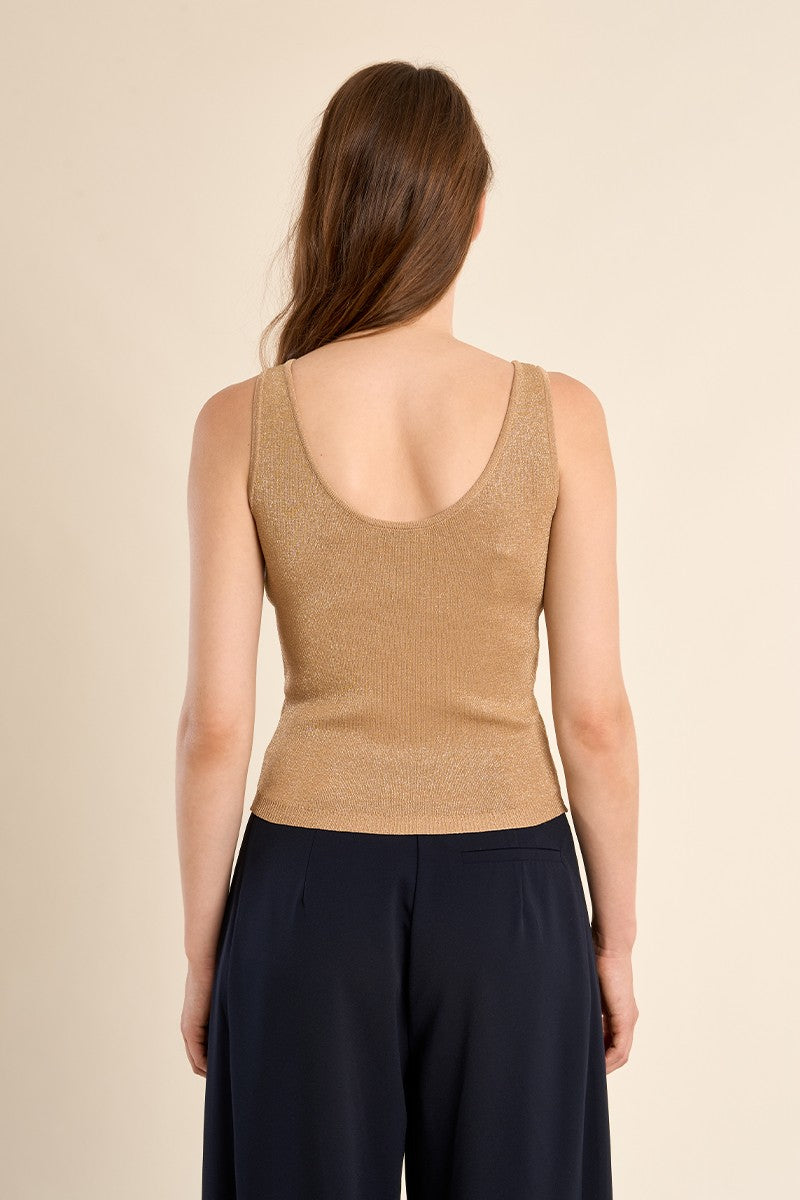 Knitted Tank Top in Golden Beige