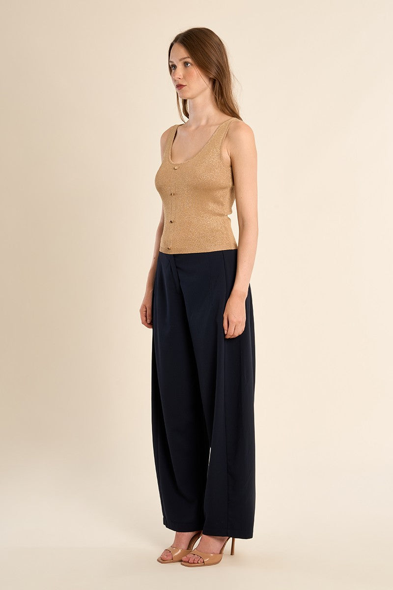 Knitted Tank Top in Golden Beige