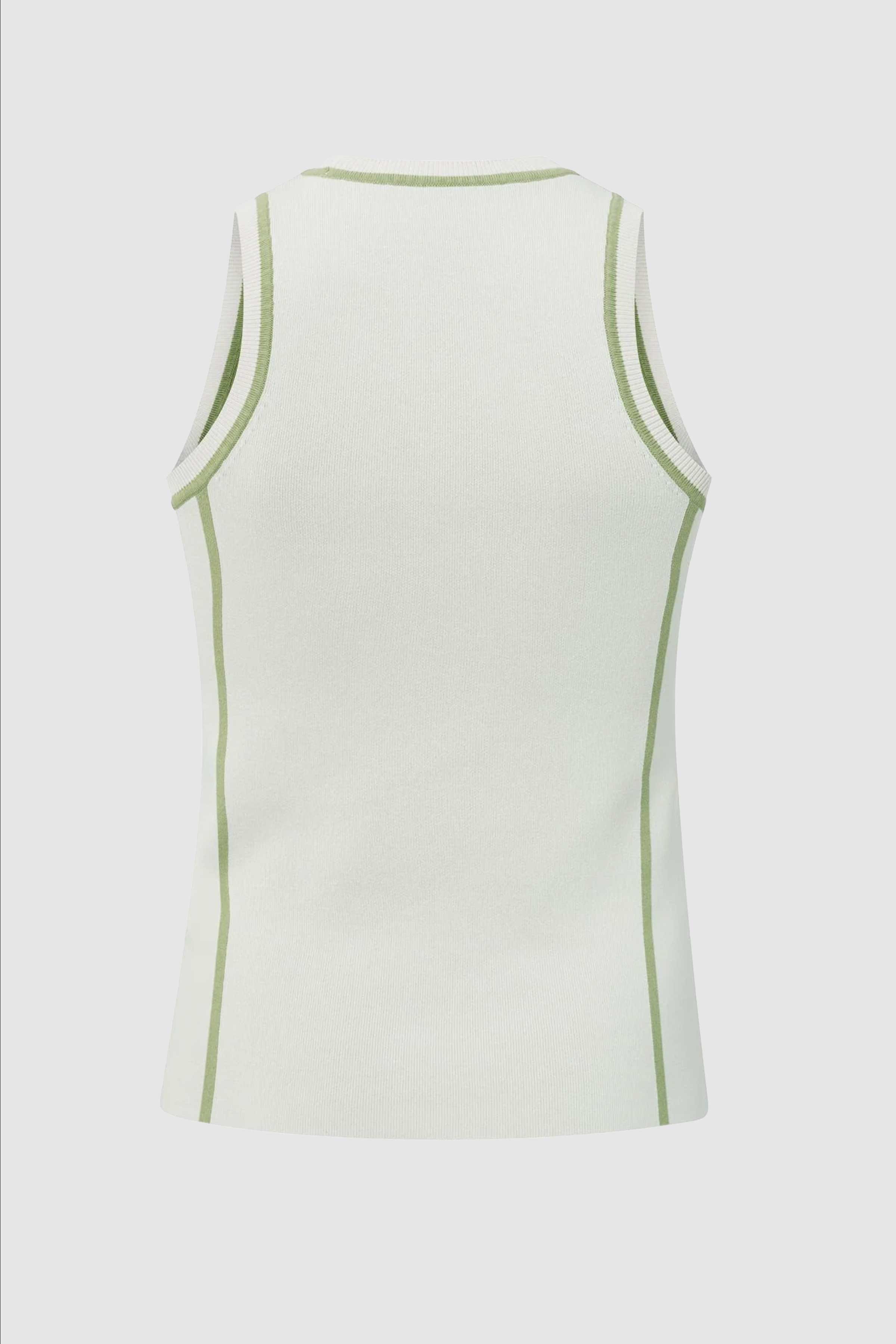 Knitted Tank Top in Ivory White Dessin