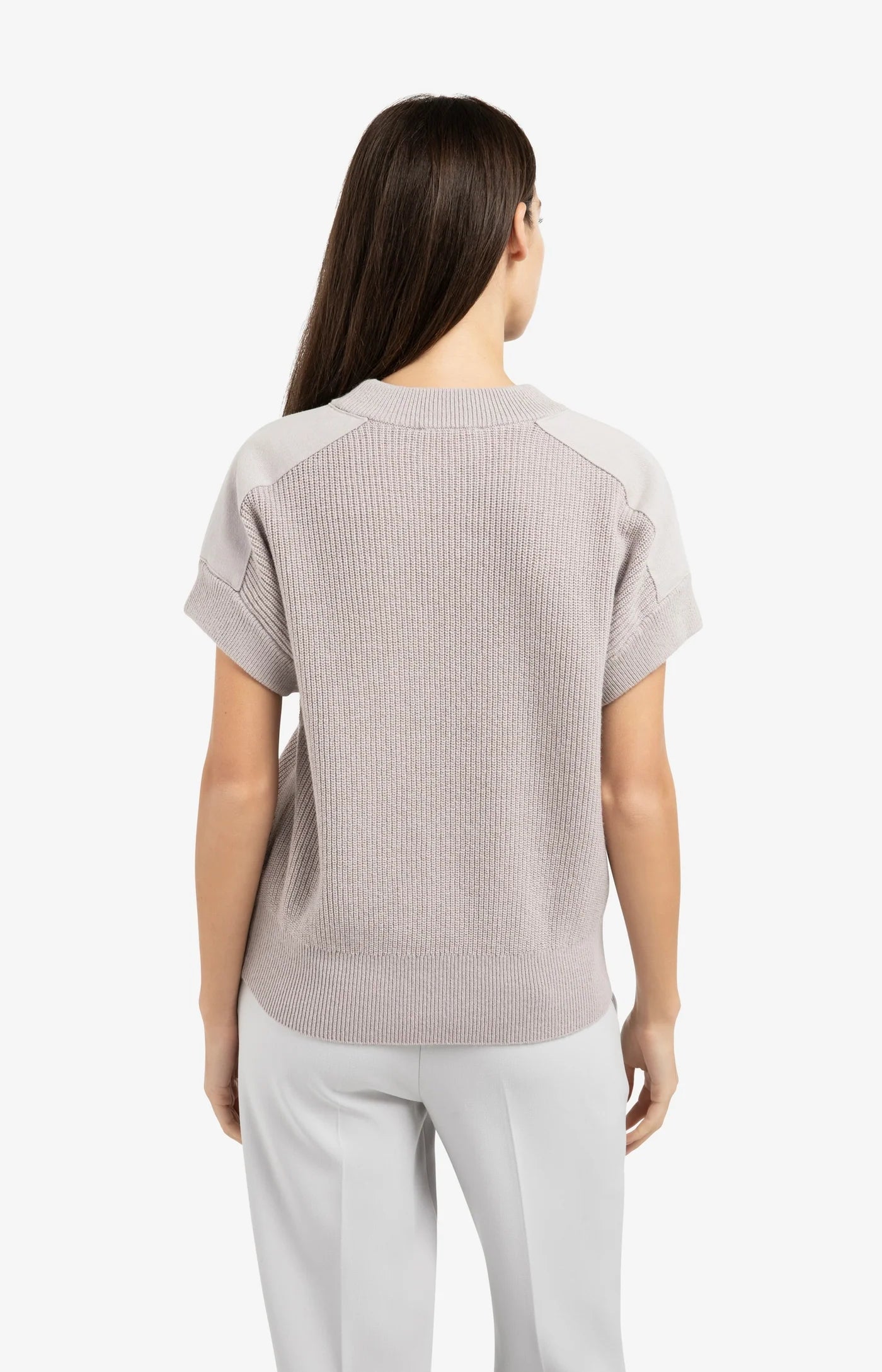 Knitted Top with Shoulder Details in Mauve Purple