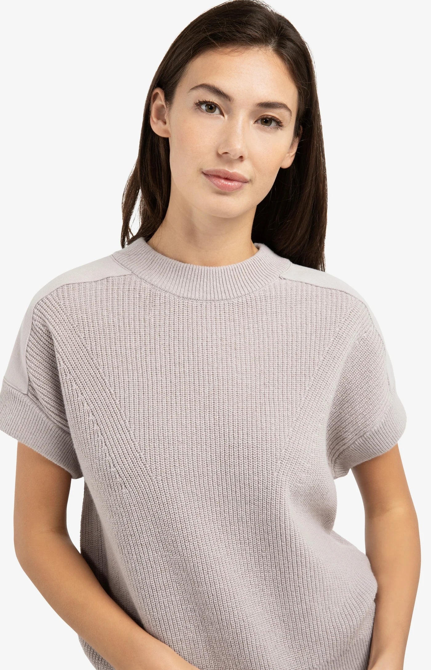 Knitted Top with Shoulder Details in Mauve Purple