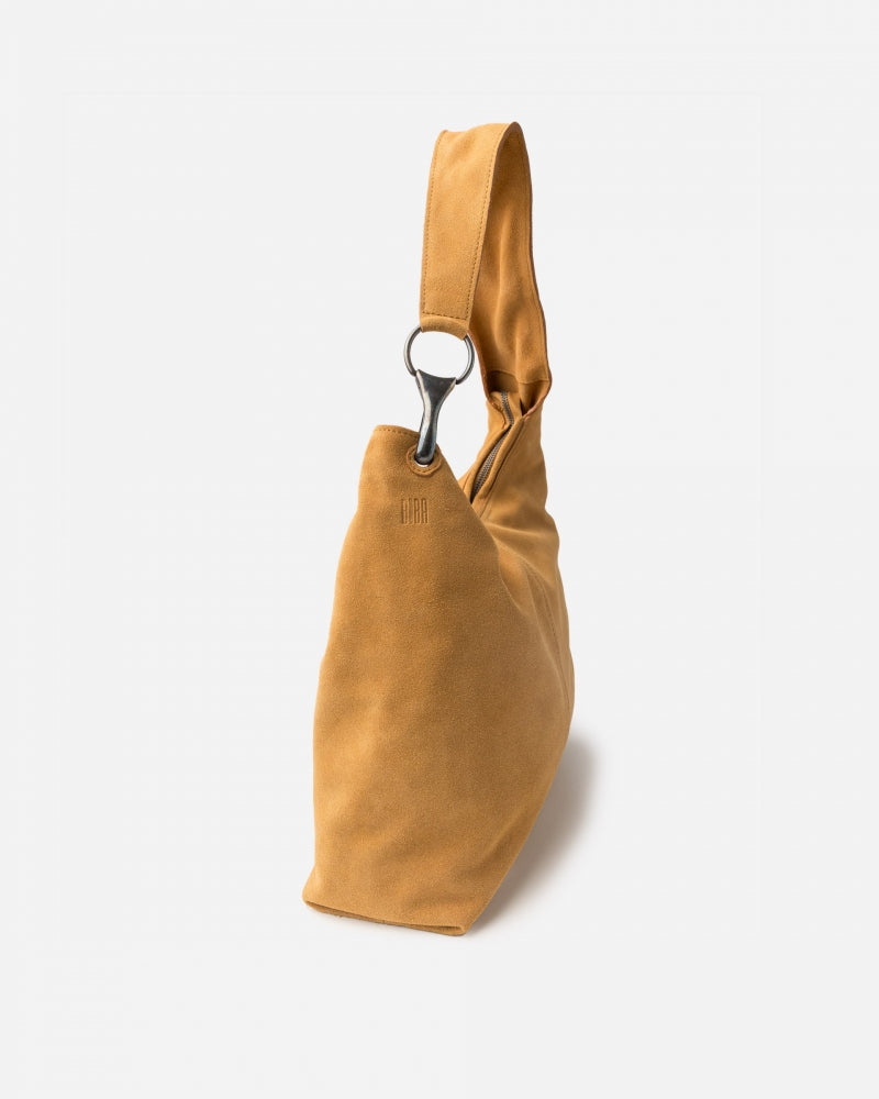 Jackpot Suede Shoulder Bag in Tan