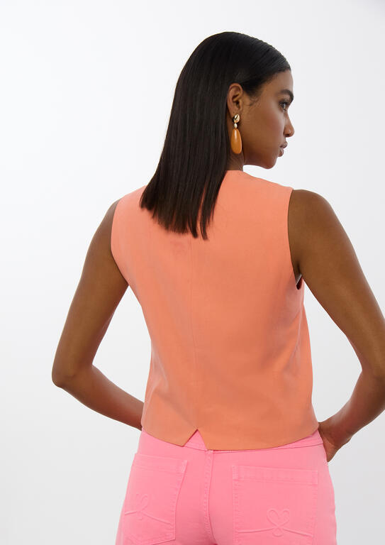 Fitted Tailored Waistcoat in Coral