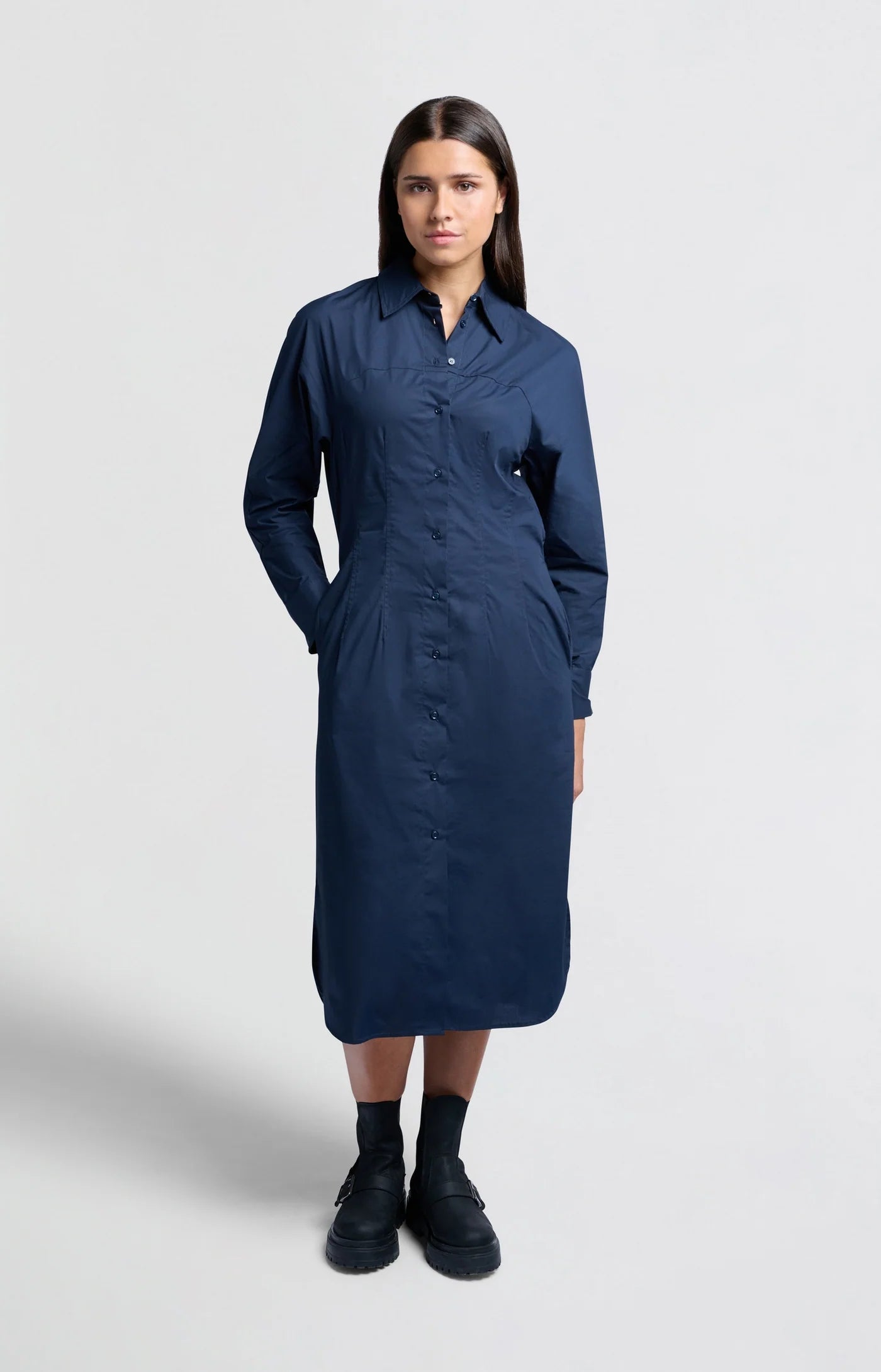 Midi Shirt Dress in Outer Space Blue