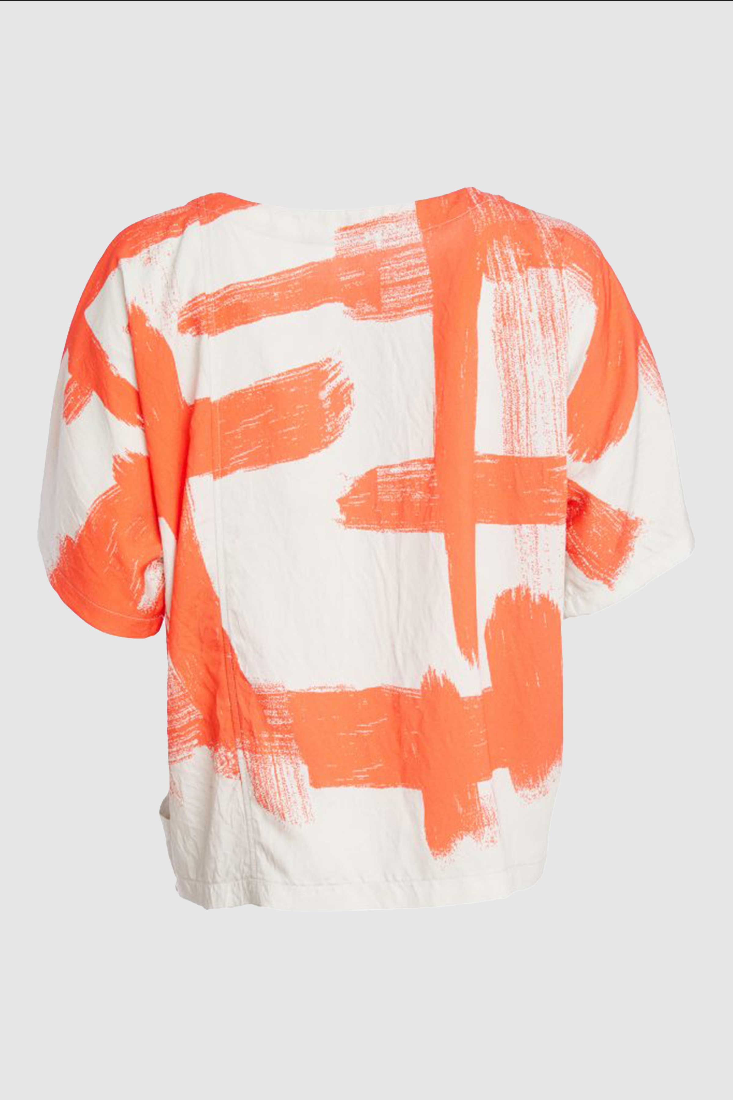 Paintwork Print Round Neck Square Top in Camellia