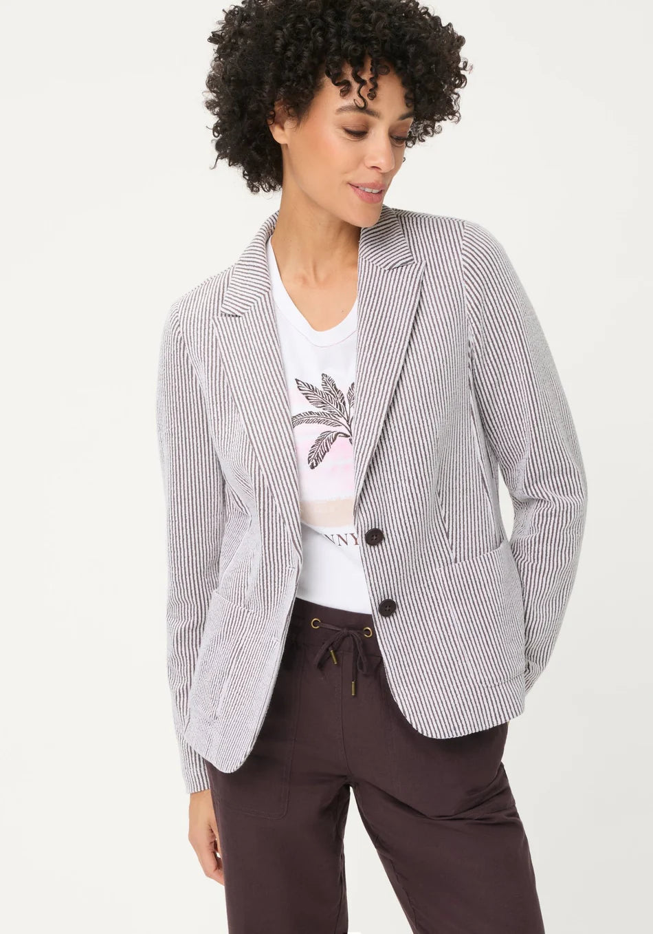 Stripe Blazer in Dark Brown