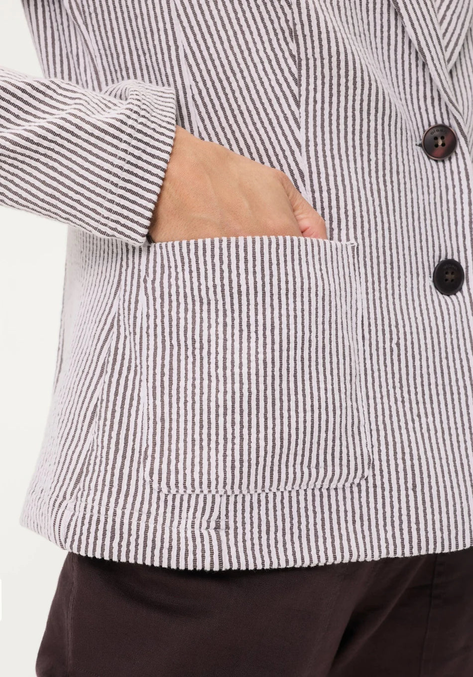 Stripe Blazer in Dark Brown
