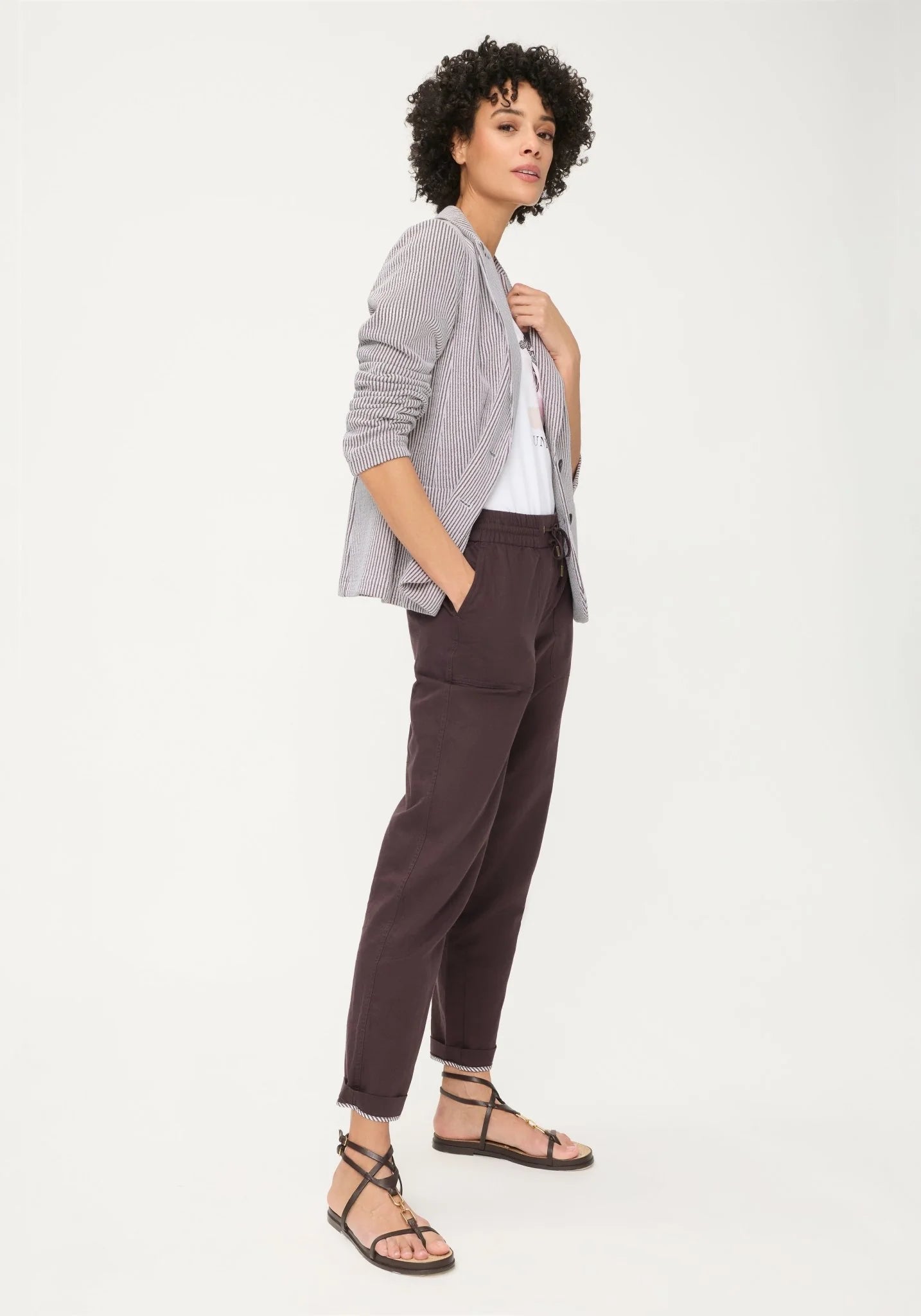 Stripe Blazer in Dark Brown