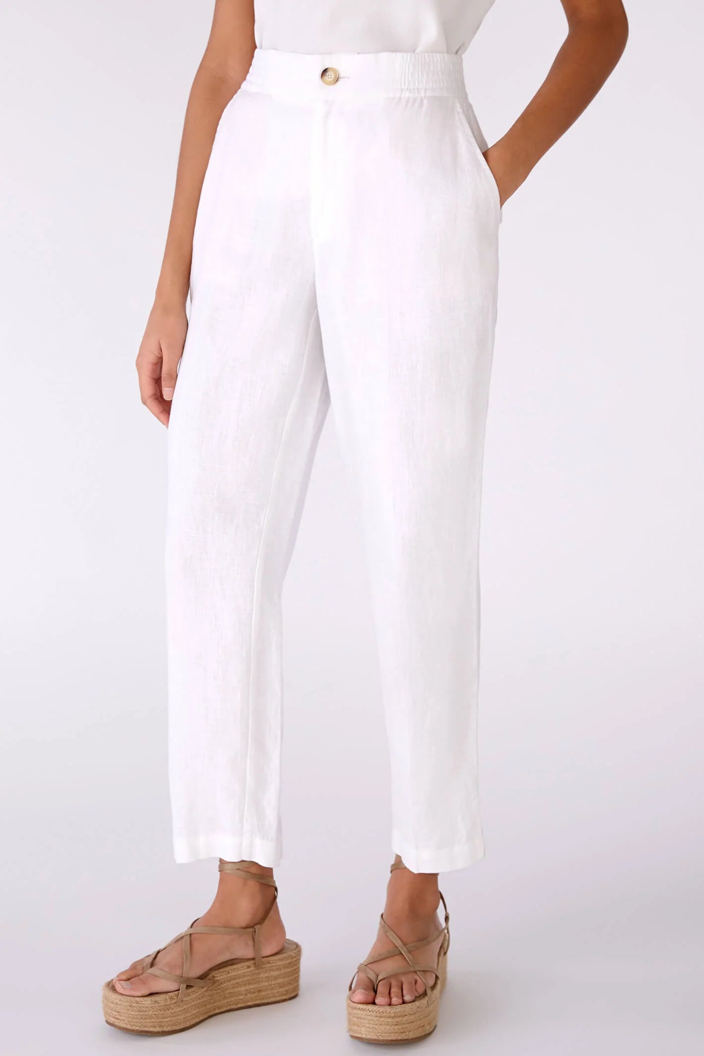 Relaxed Fit Linen Trouser in Optic White