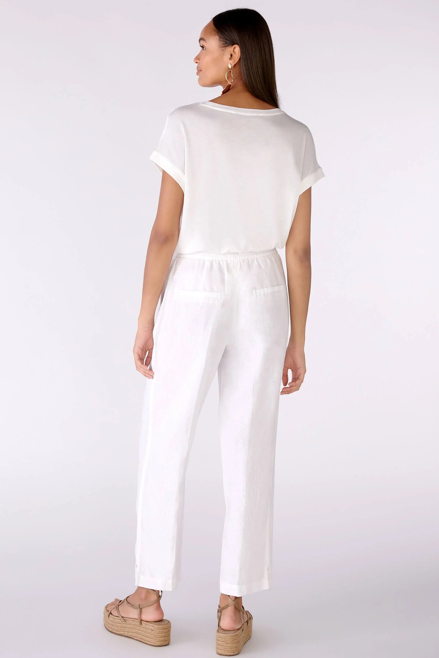 Relaxed Fit Linen Trouser in Optic White
