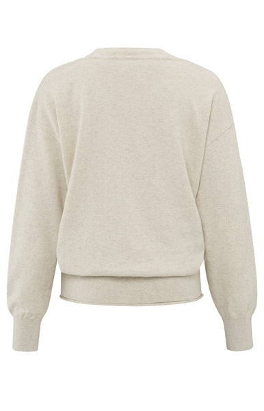 Round Neck Sweater in Light Beige Mel