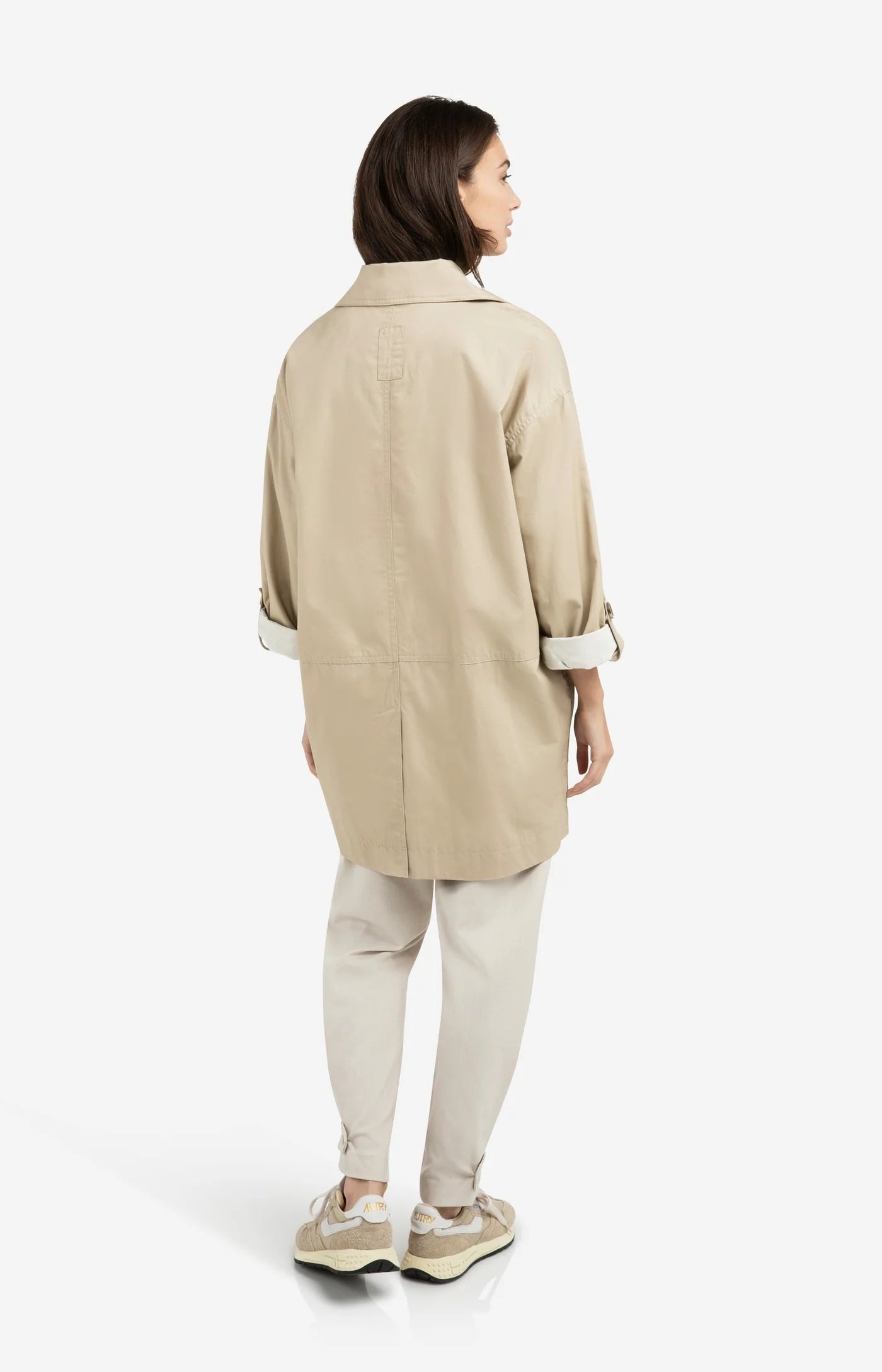 Patch Pockets Oversized Jacket in Sandstone Beige