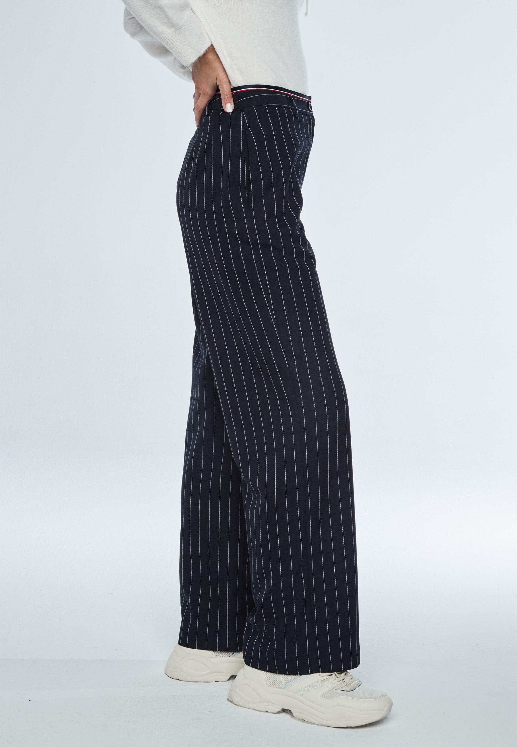 Margot Stripe  Trouser in Navy Blue