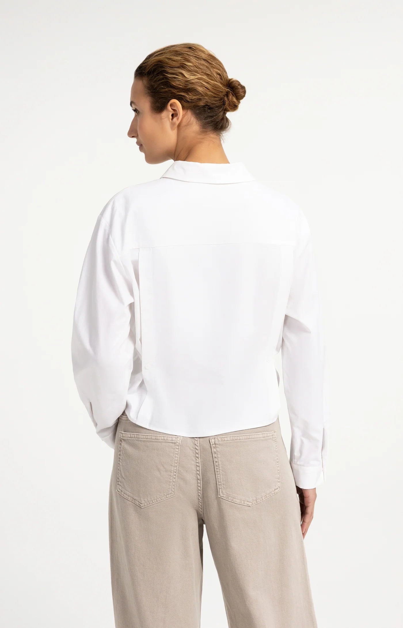 Poplin Blouse with Button Detail in Pure White