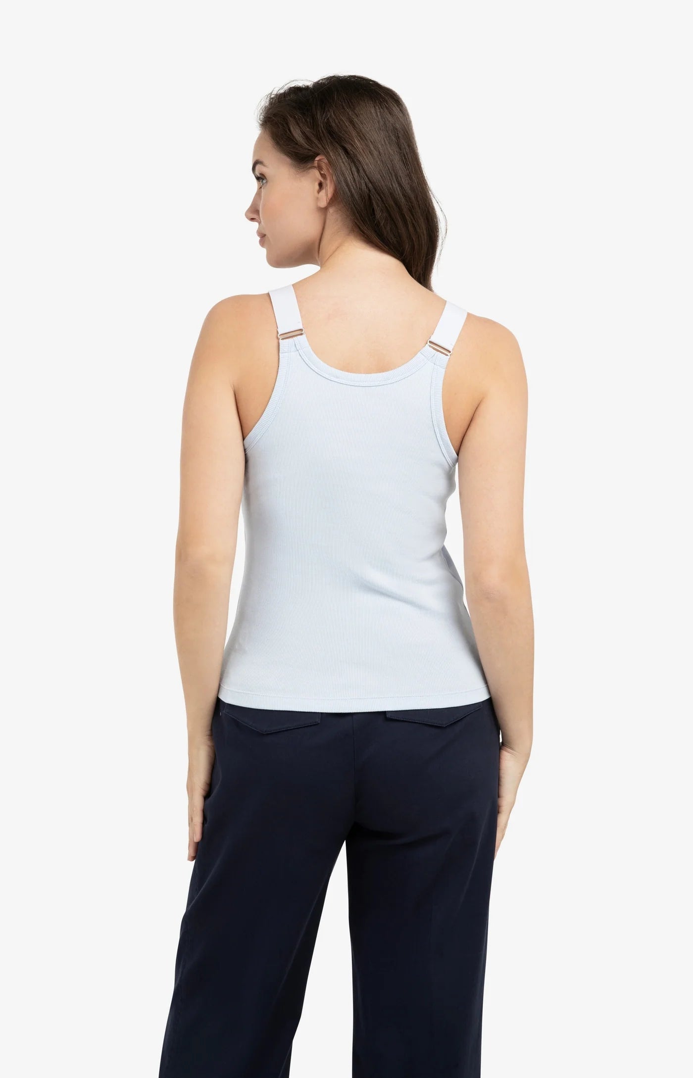 Ribbed Singlet with Shoulder Detail in Ice Blue