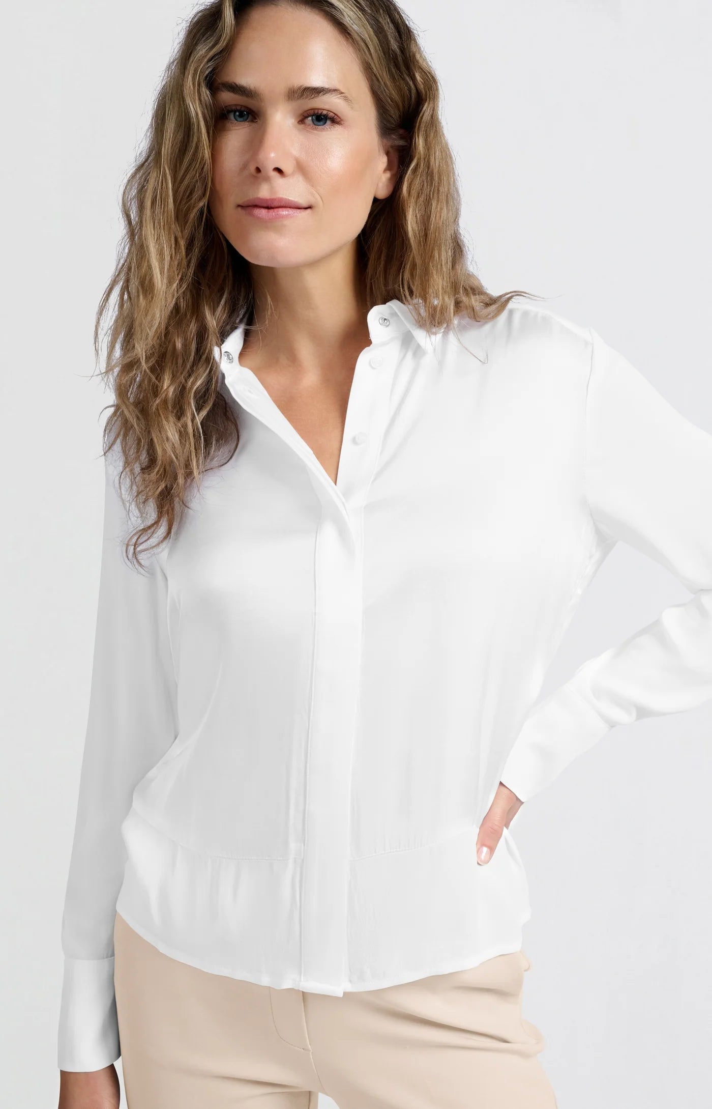 Fabric Mix Blouse in Pure White