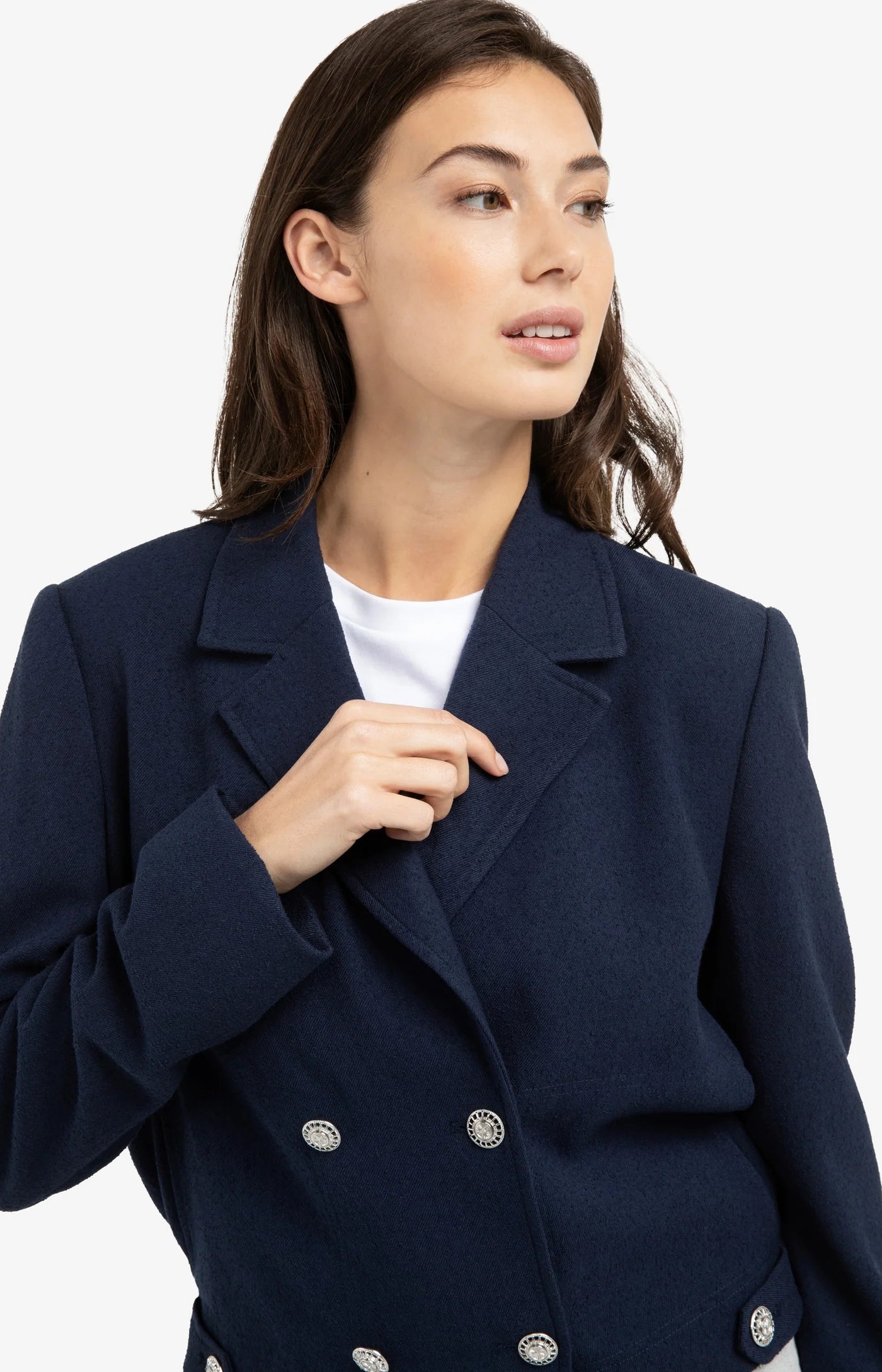 Short Double-Breasted Blazer in Navy Blazer Blue
