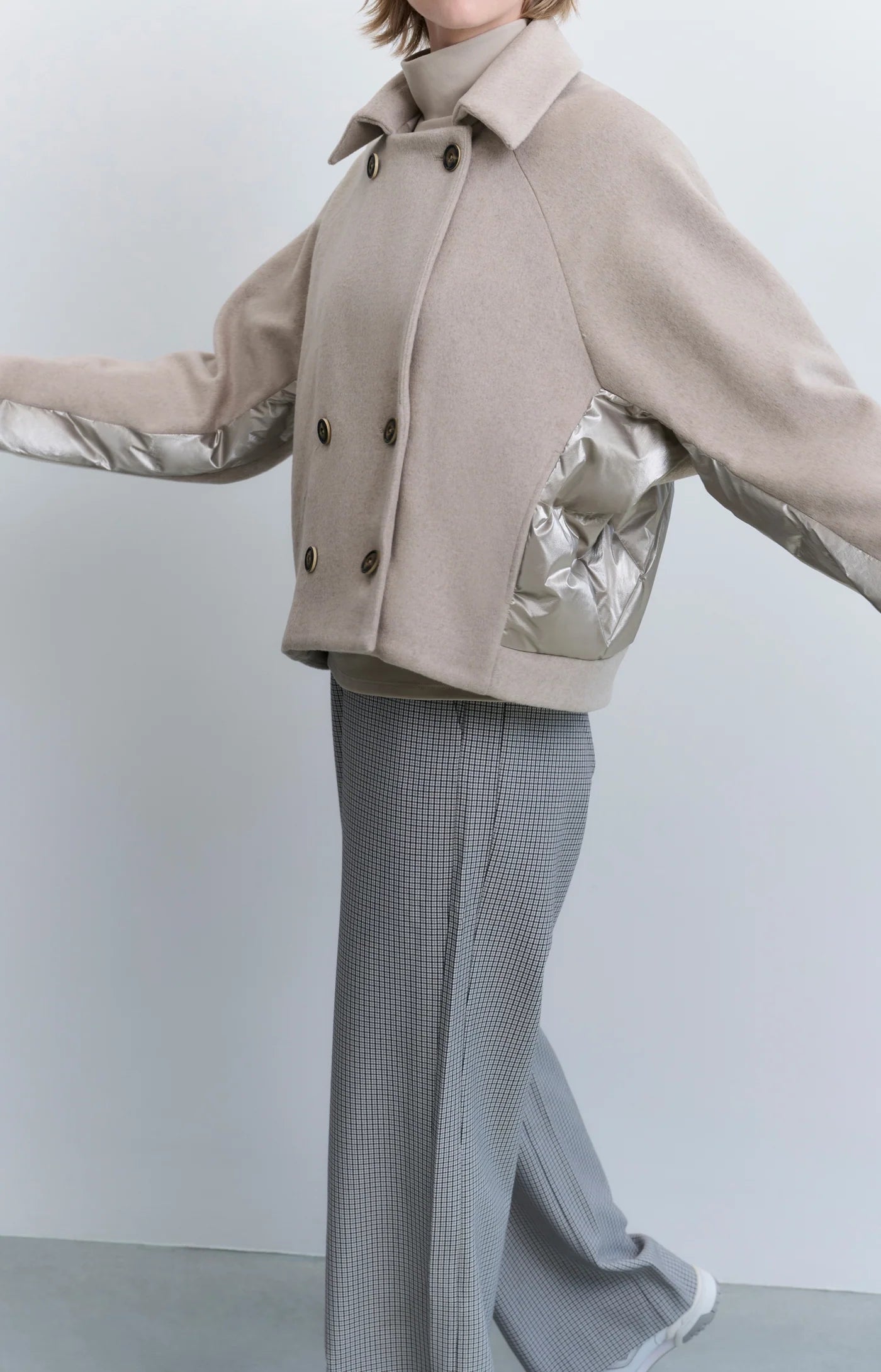 Wool Mix Short Jacket in Pumice Stone Beige