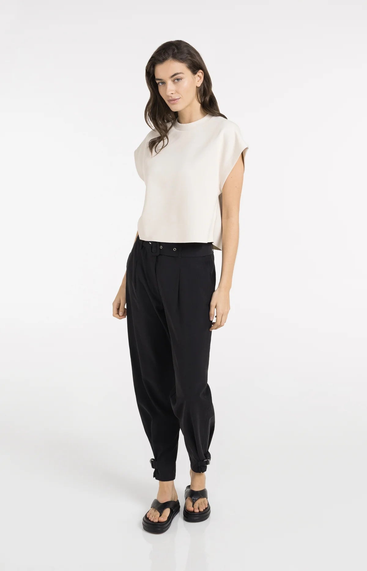 Sleeveless Boxy Sweatshirt in Cloud Creme White