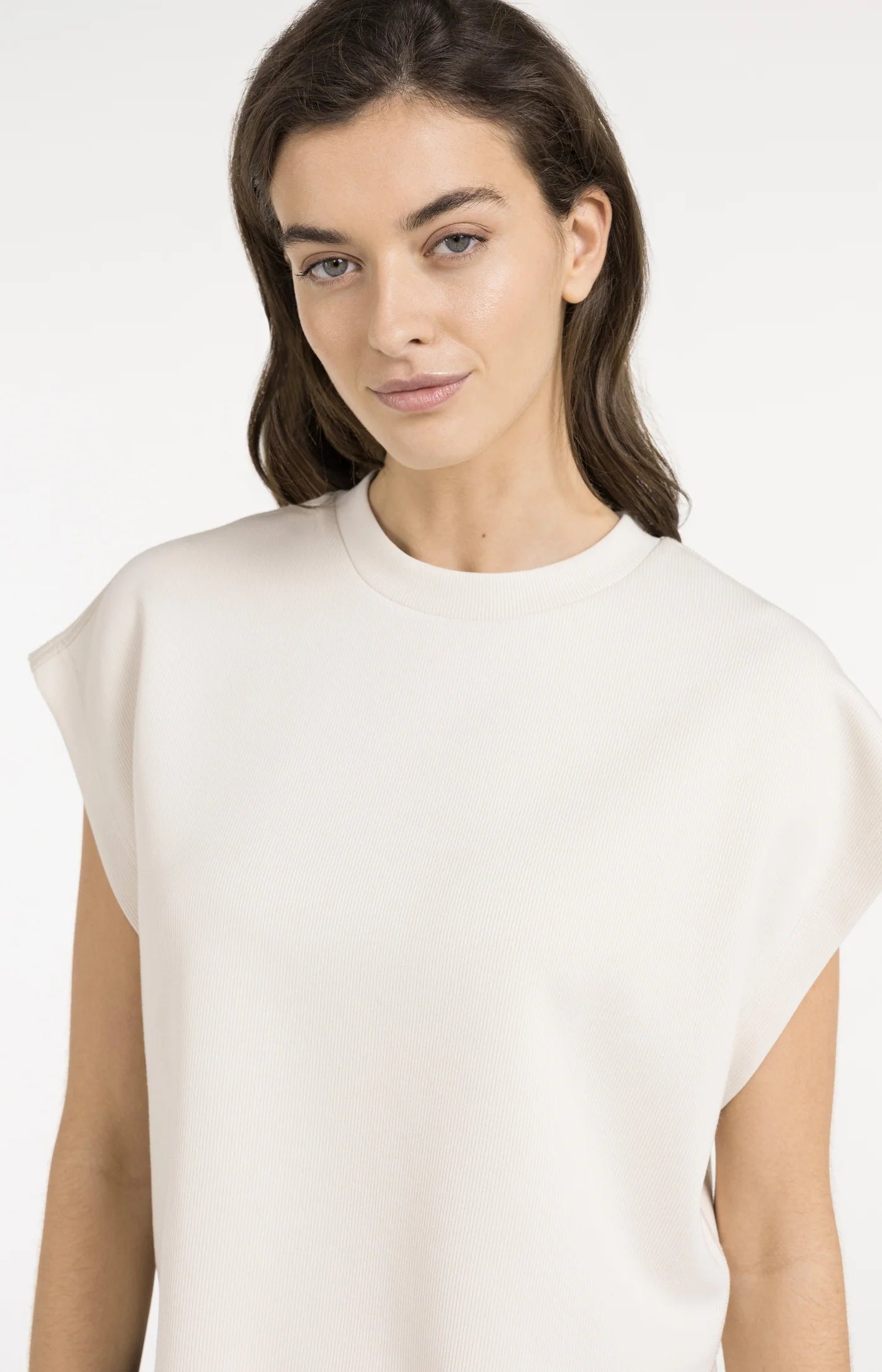 Sleeveless Boxy Sweatshirt in Cloud Creme White