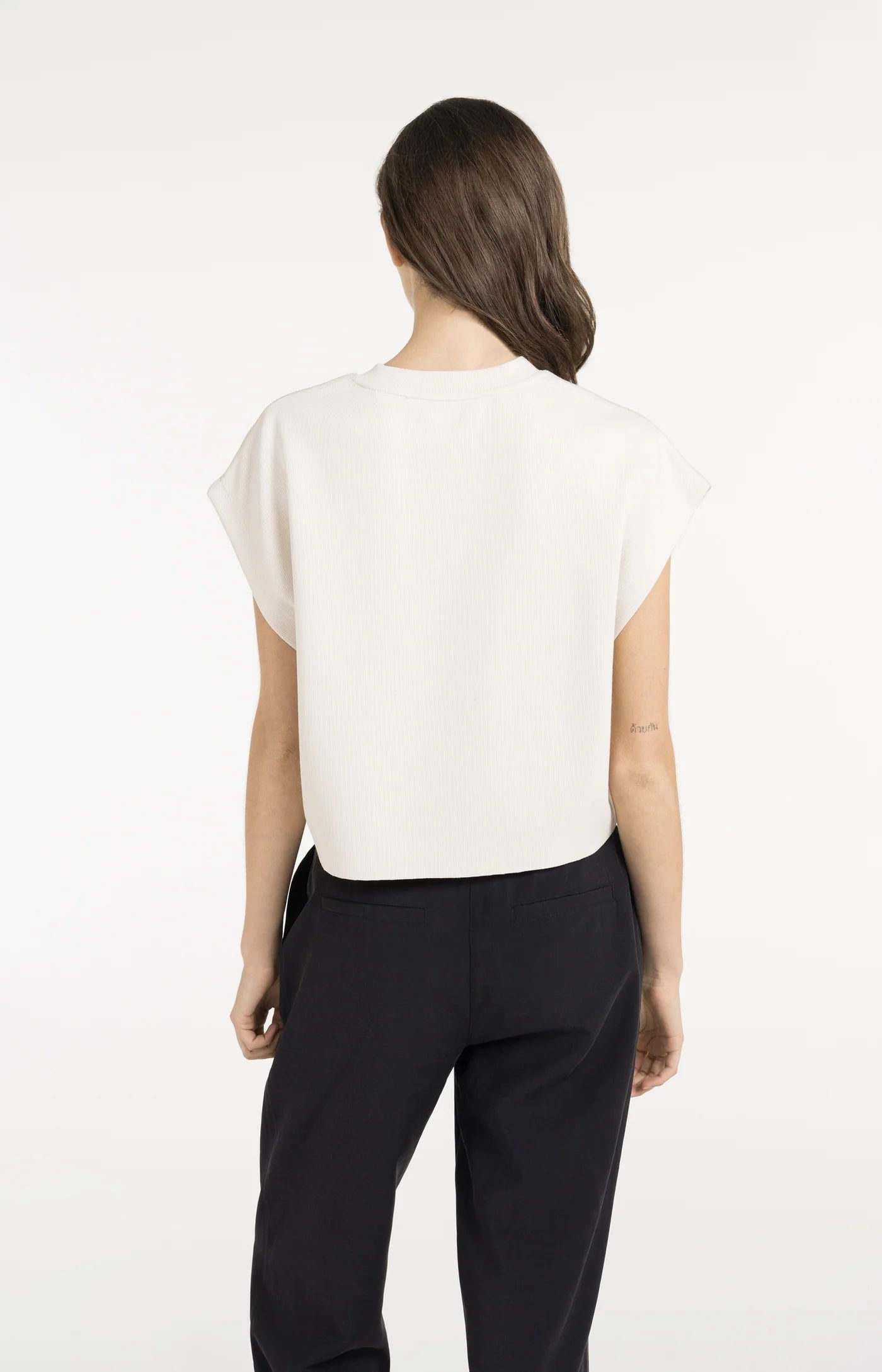 Sleeveless Boxy Sweatshirt in Cloud Creme White