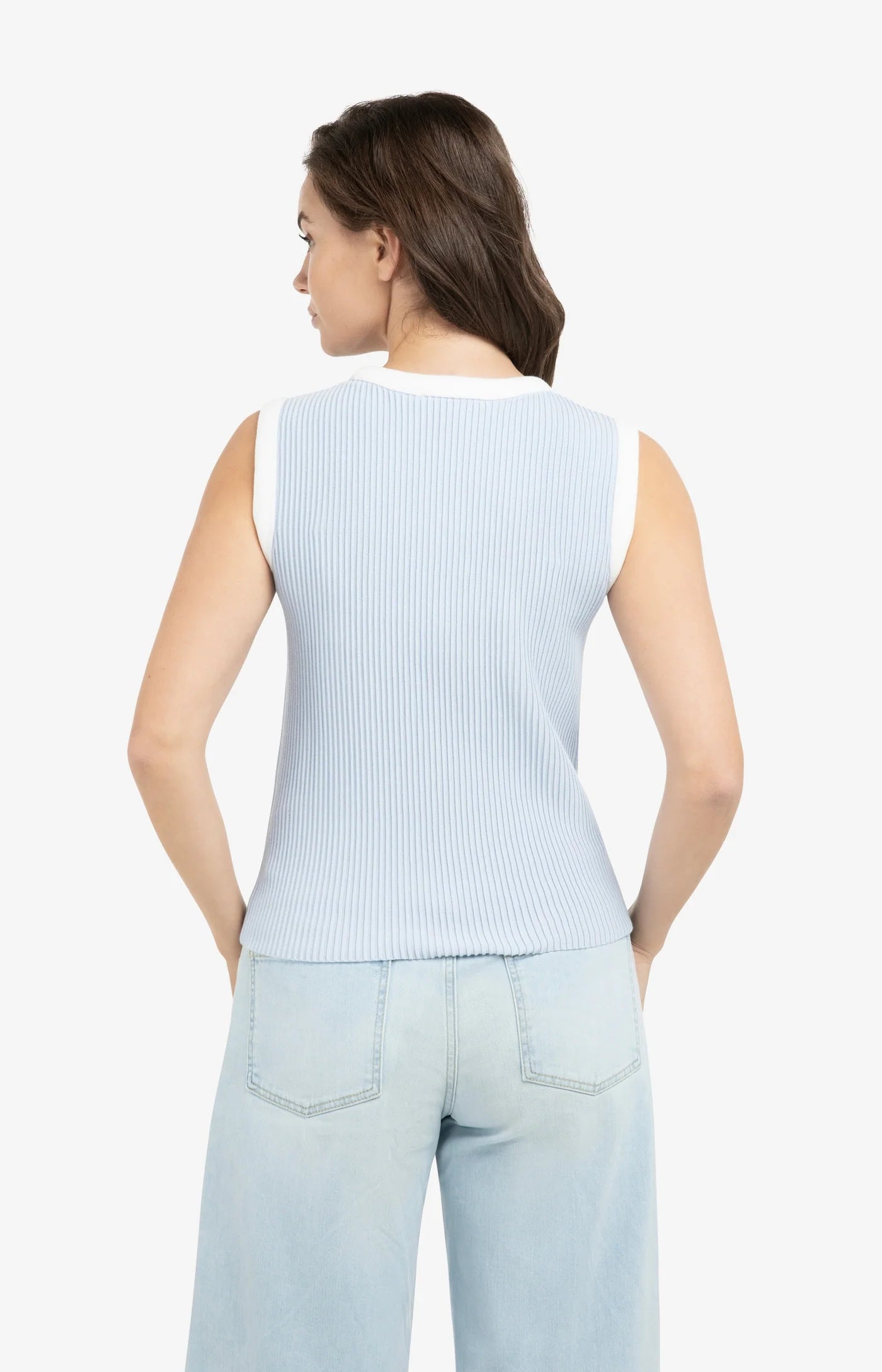 Sleeveless Ribbed Sweater in Ice Blue