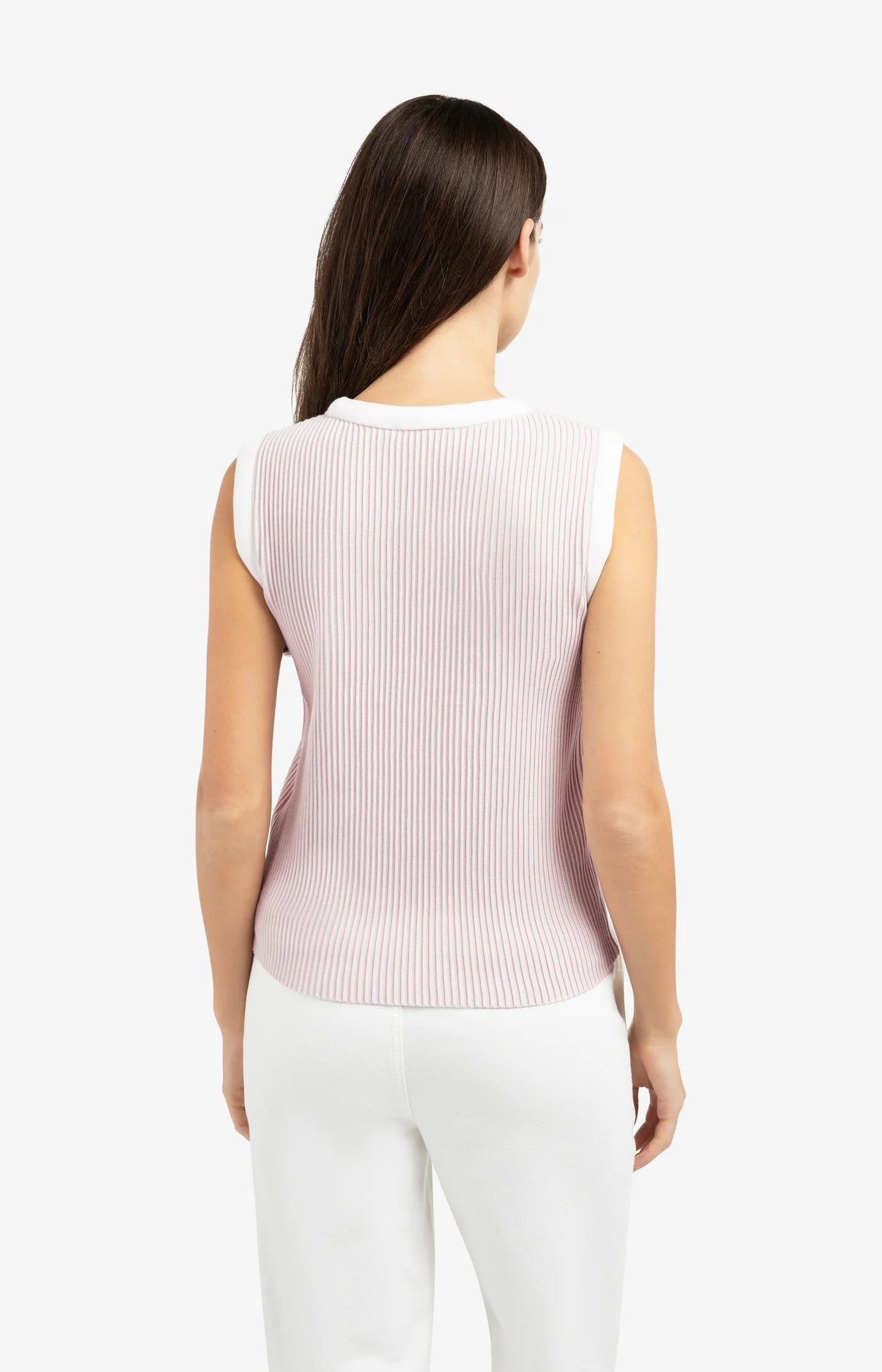 Sleeveless Ribbed Sweater in Gray Lilac