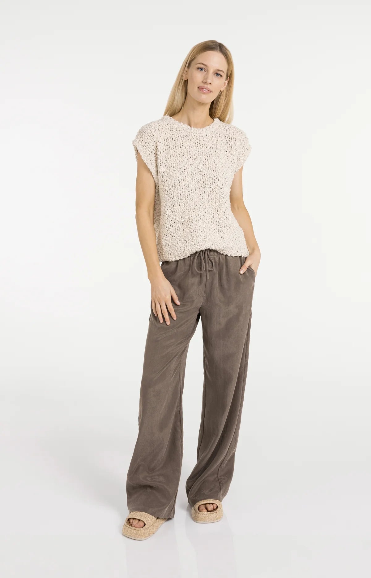 Textured Sleeveless Sweater in Cloud Creme White
