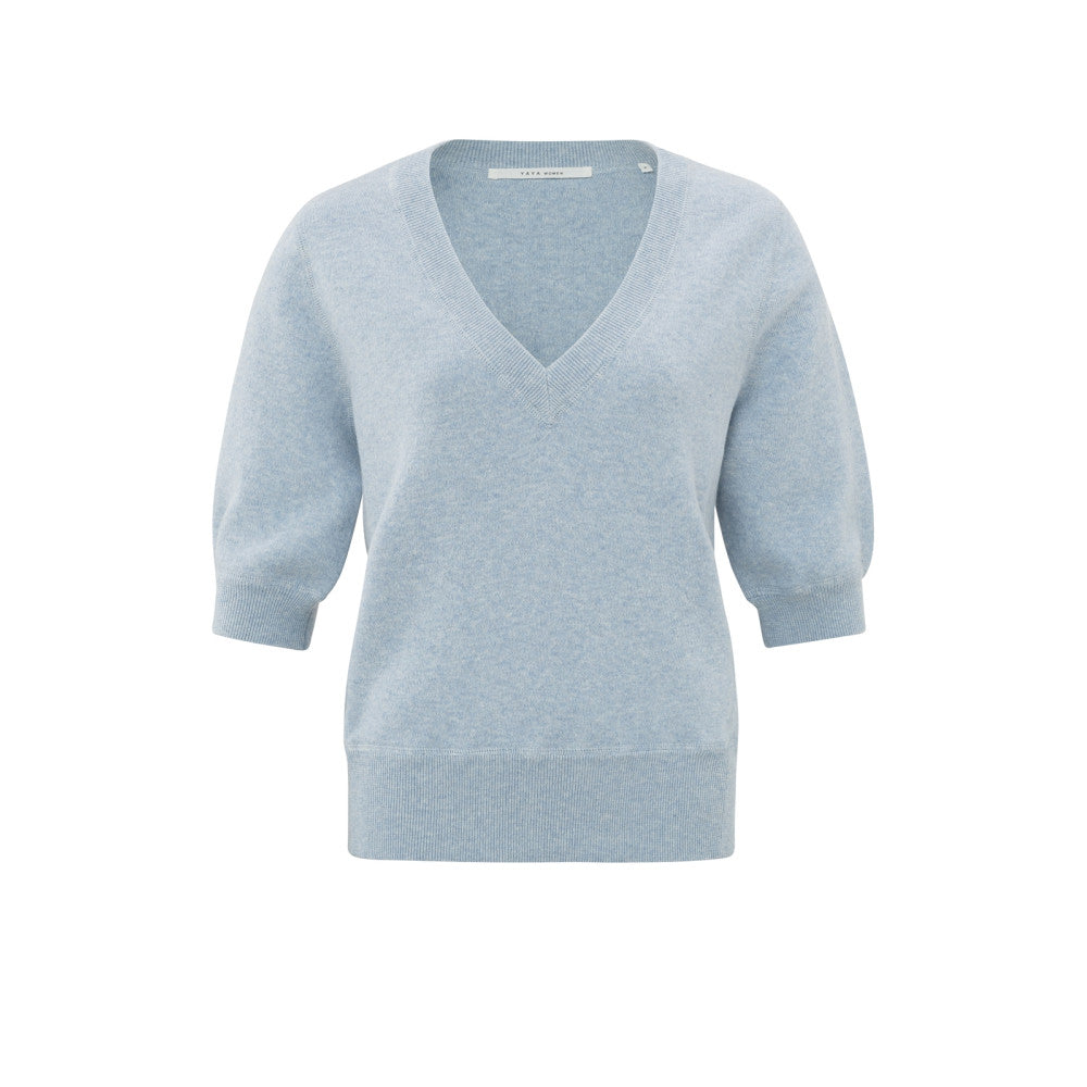 V-Neck Sweater in Xenon Blue