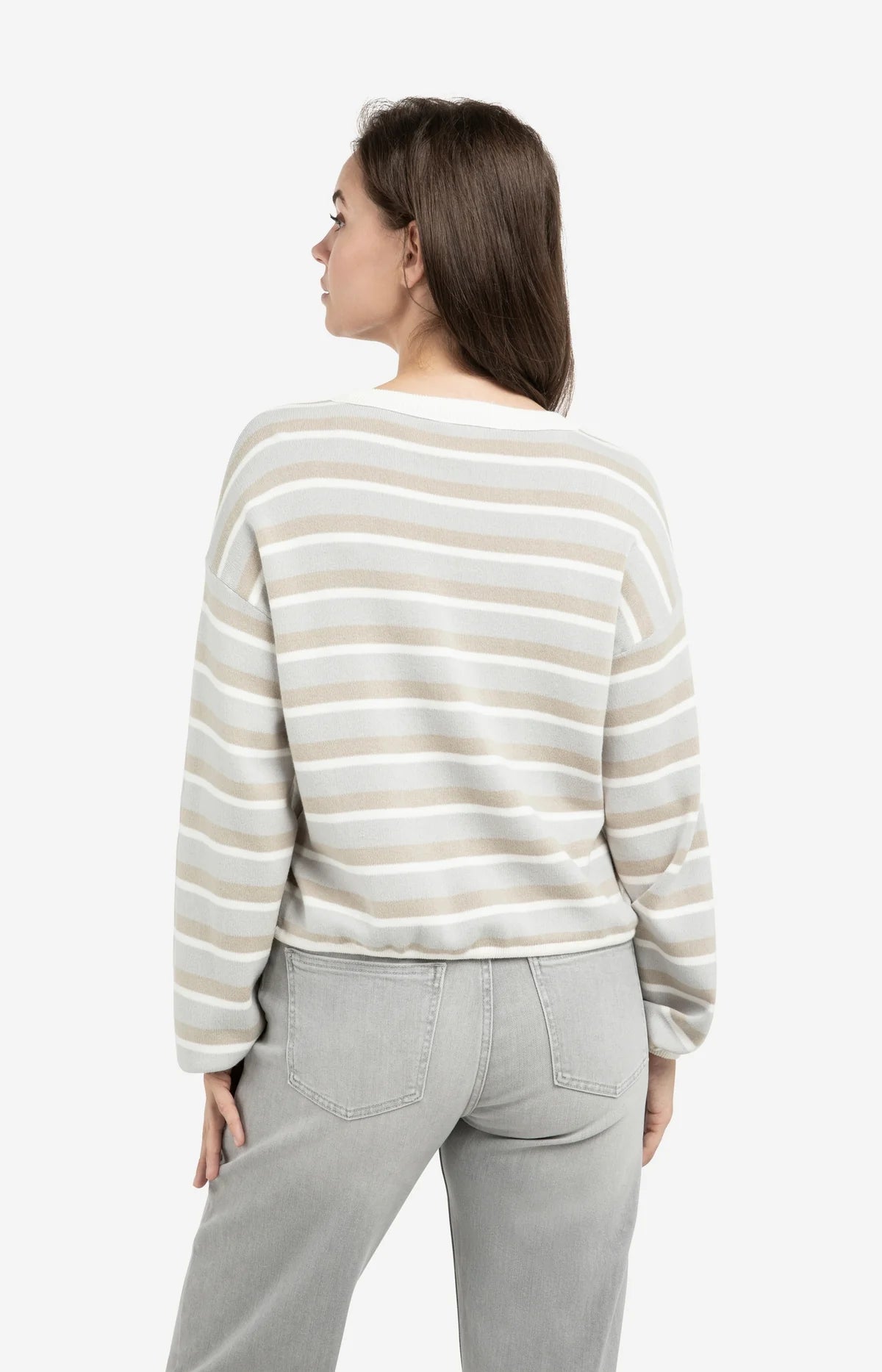 Striped Sweater in Vapor Blue/Grey Dessin