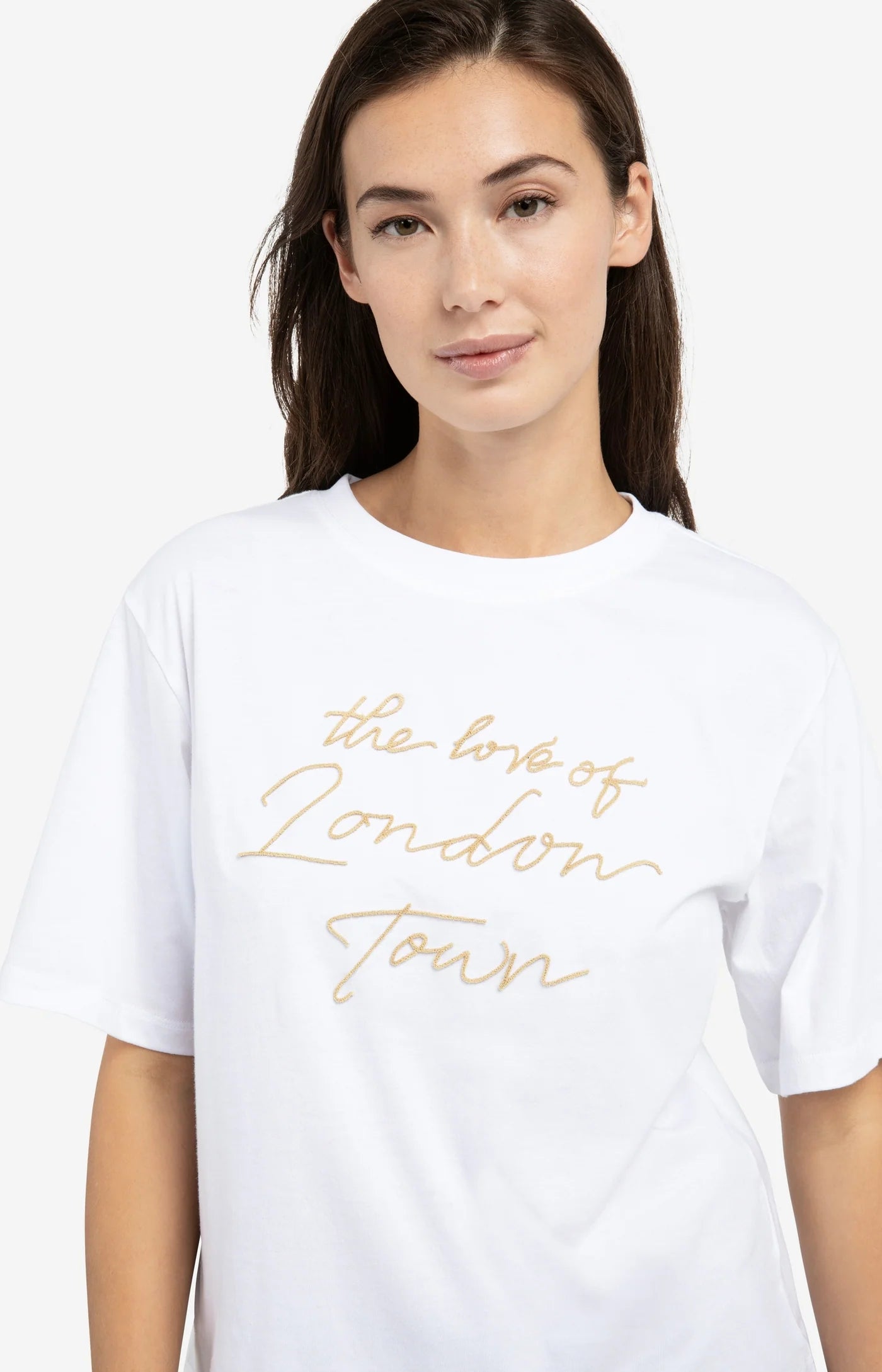London Slogan Tee in Reed Yellow Dessin