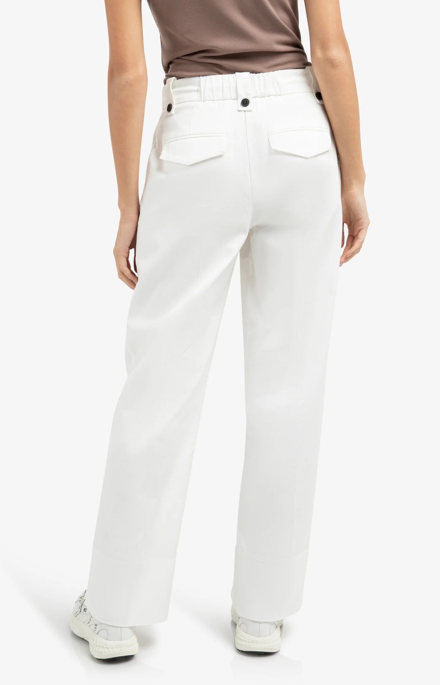 Pleated Wide Leg Trousers with Drawcord Waist in Off White