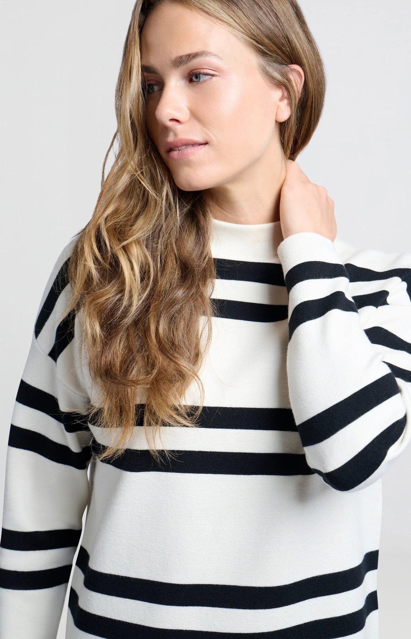 Block Stripe Sweater in Chalk White