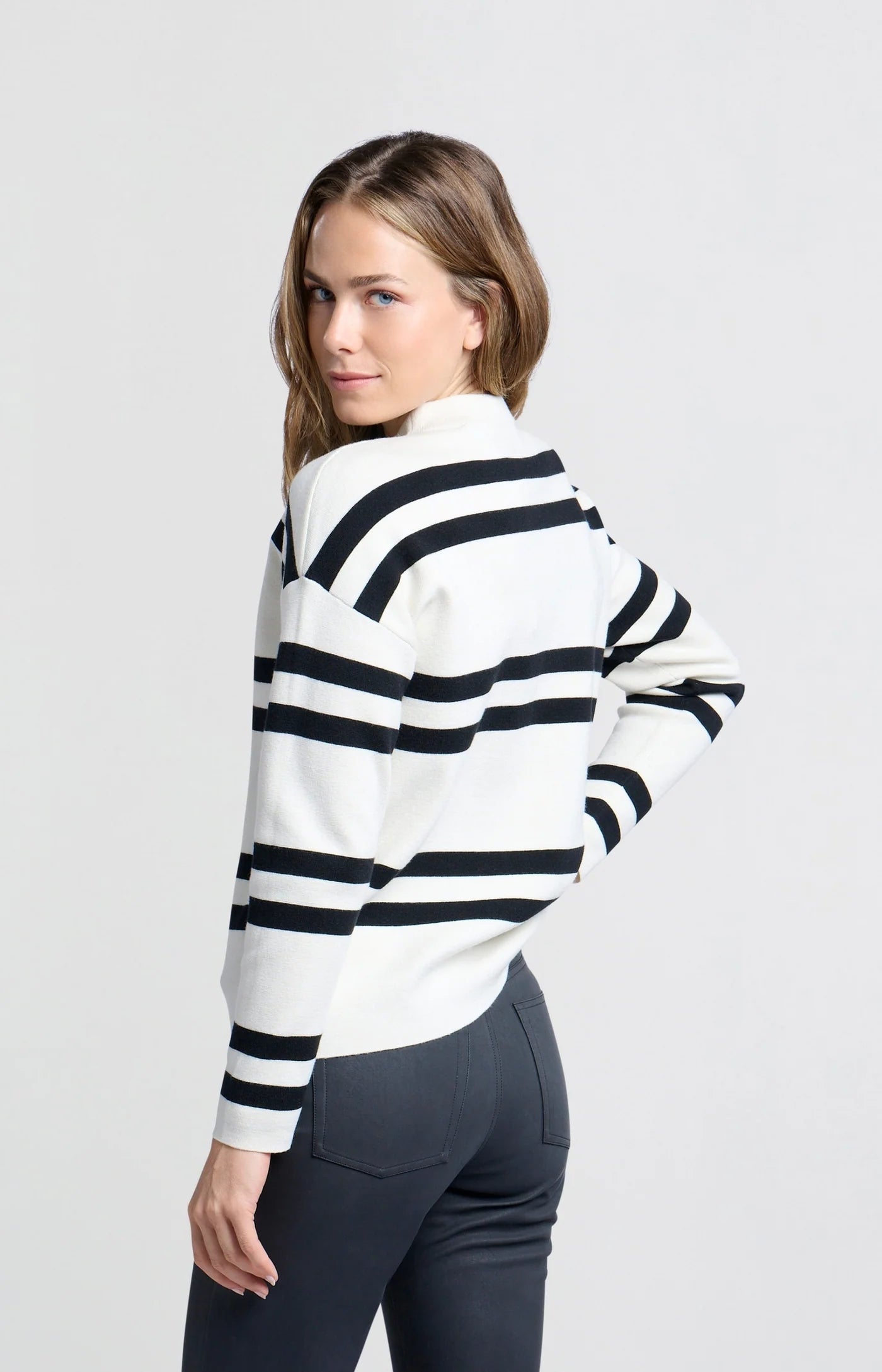 Block Stripe Sweater in Chalk White