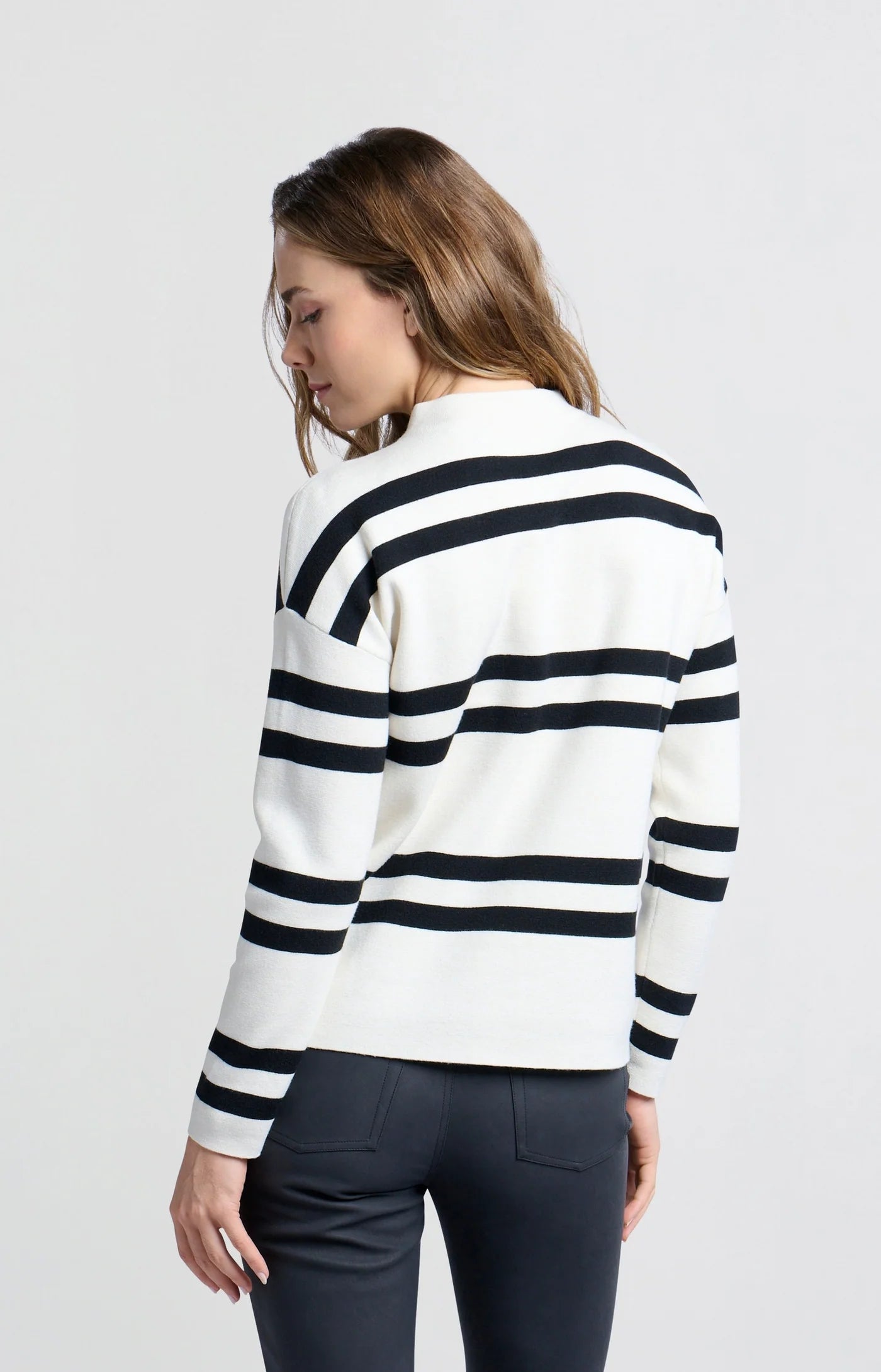 Block Stripe Sweater in Chalk White