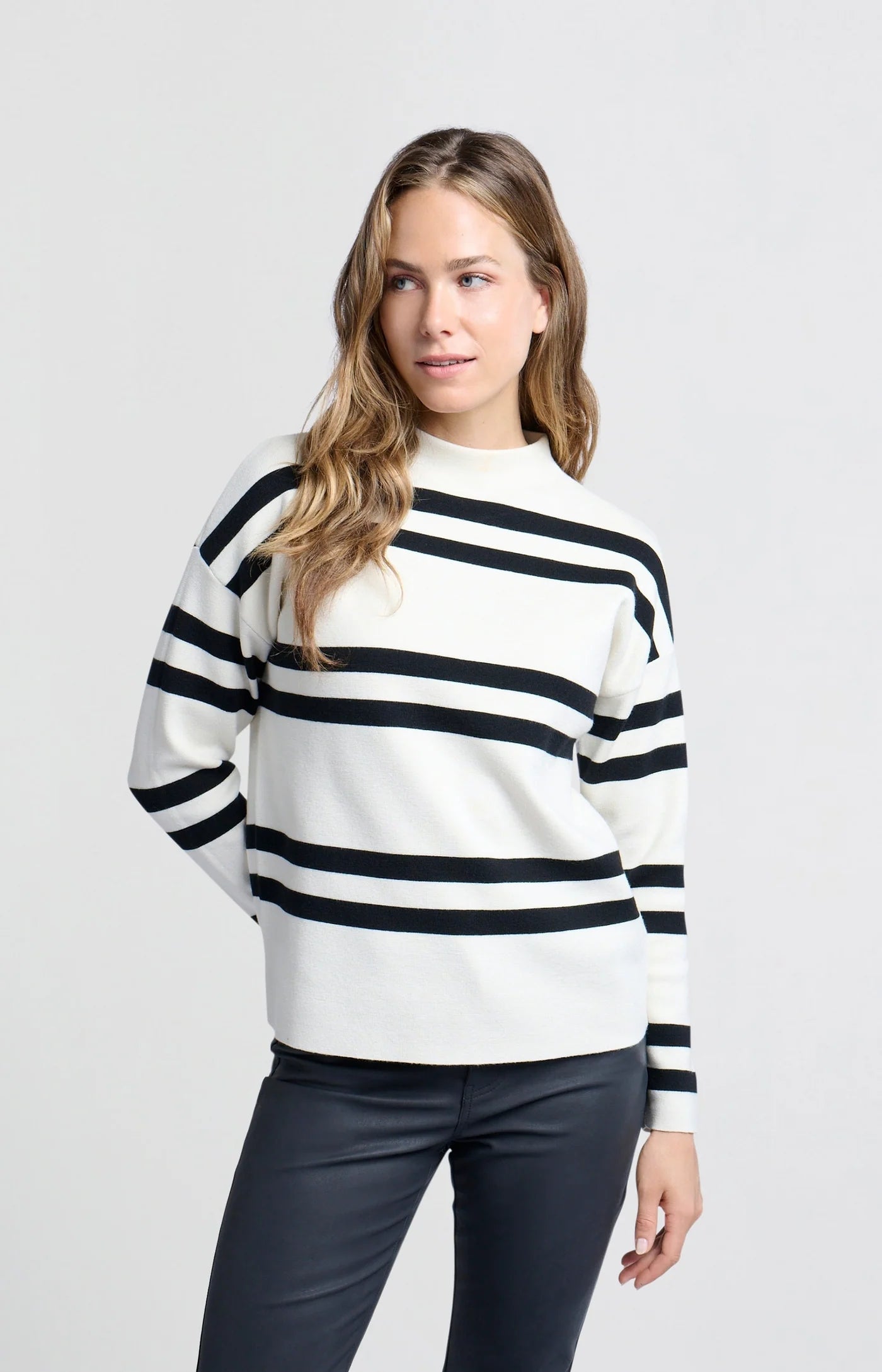 Block Stripe Sweater in Chalk White