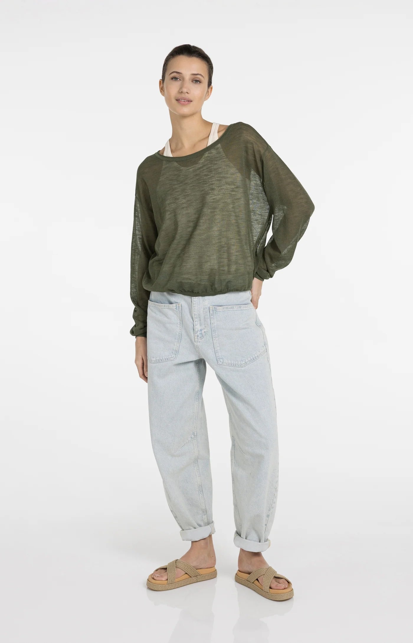 Twinset Sweater with Matching Singlet in Army Green