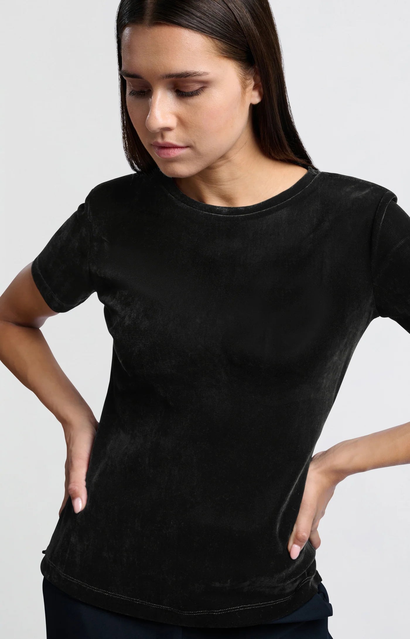 Velvet Mesh T-Shirt in Black