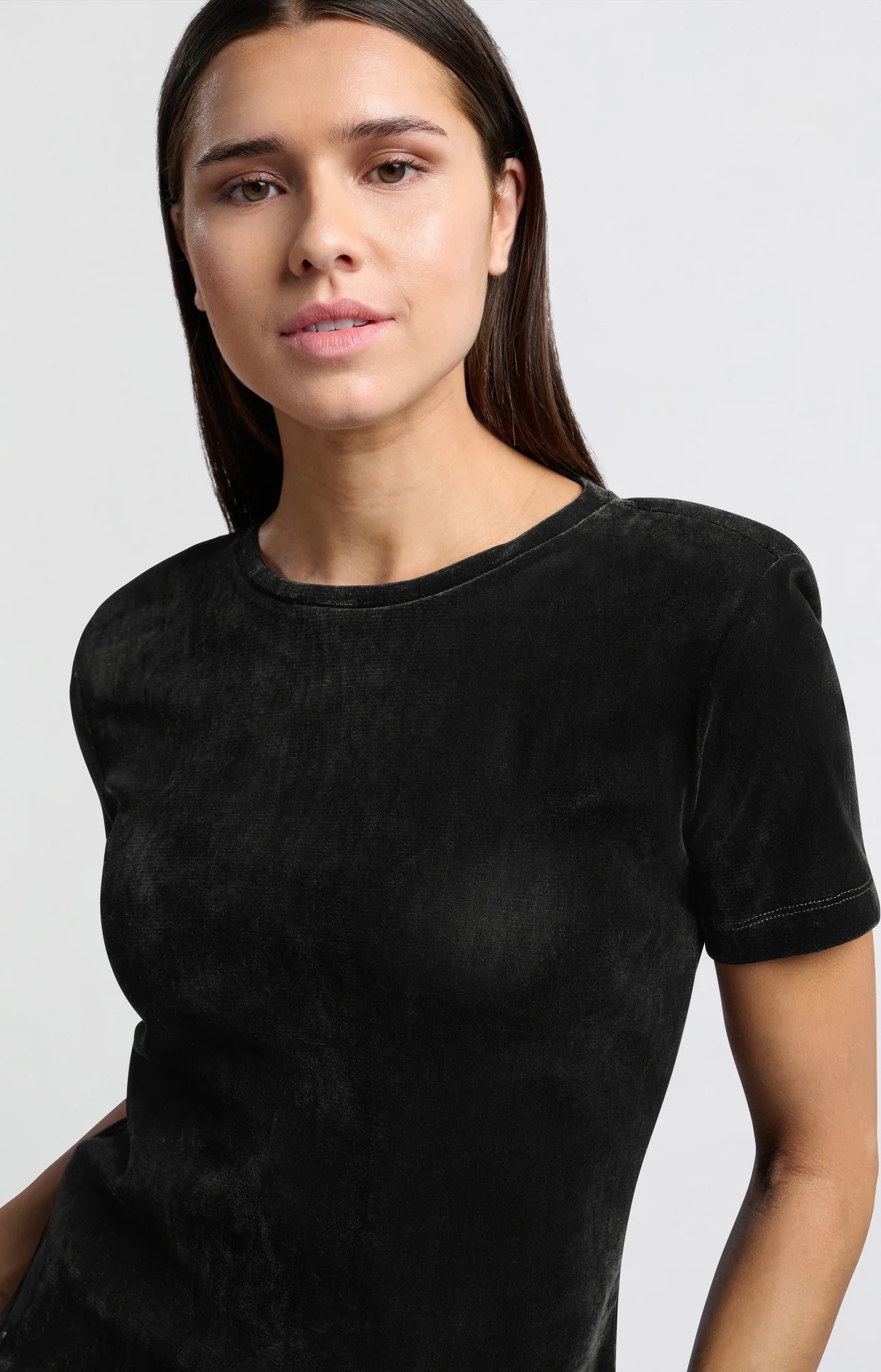 Velvet Mesh T-Shirt in Black