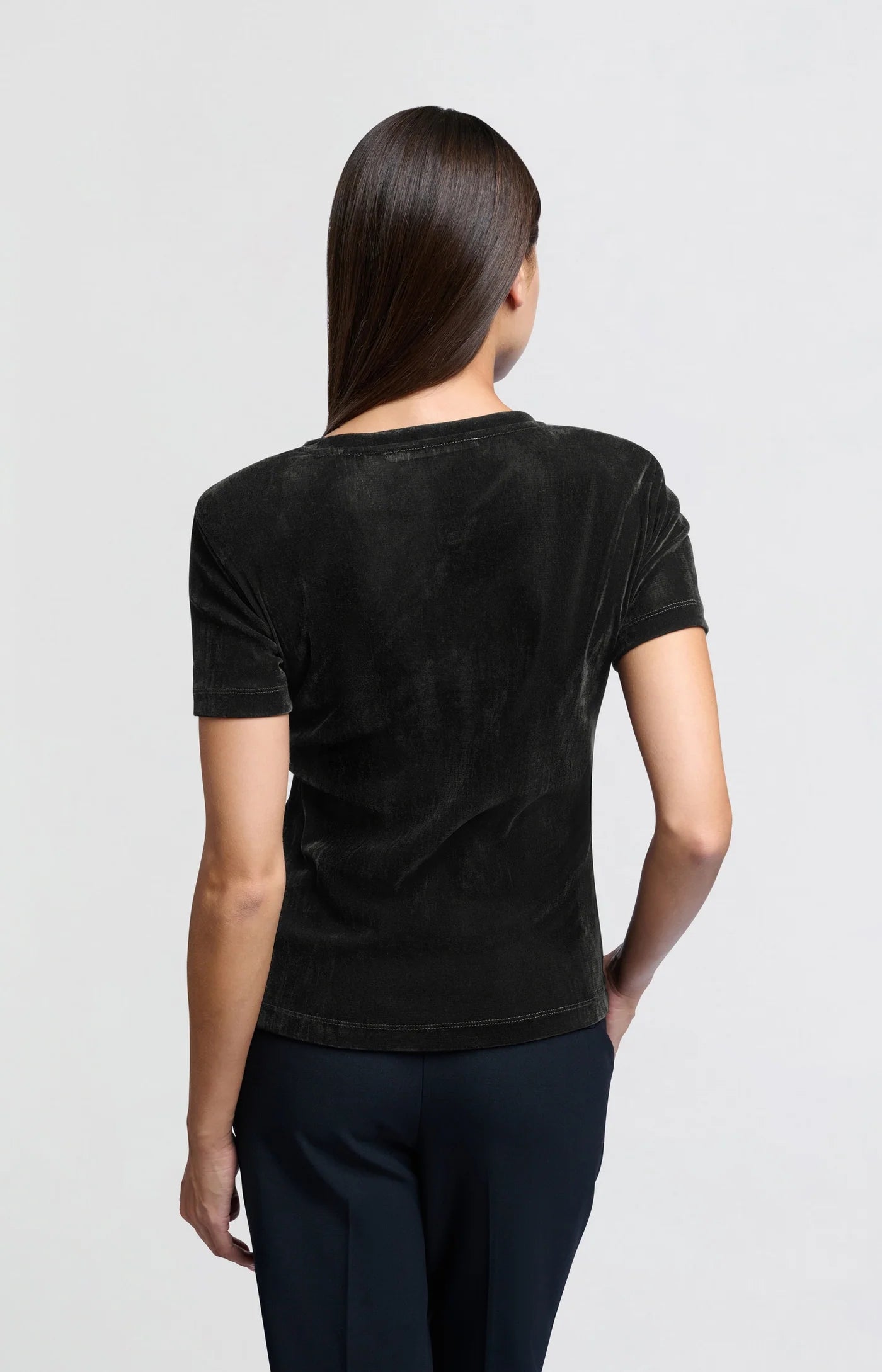 Velvet Mesh T-Shirt in Black