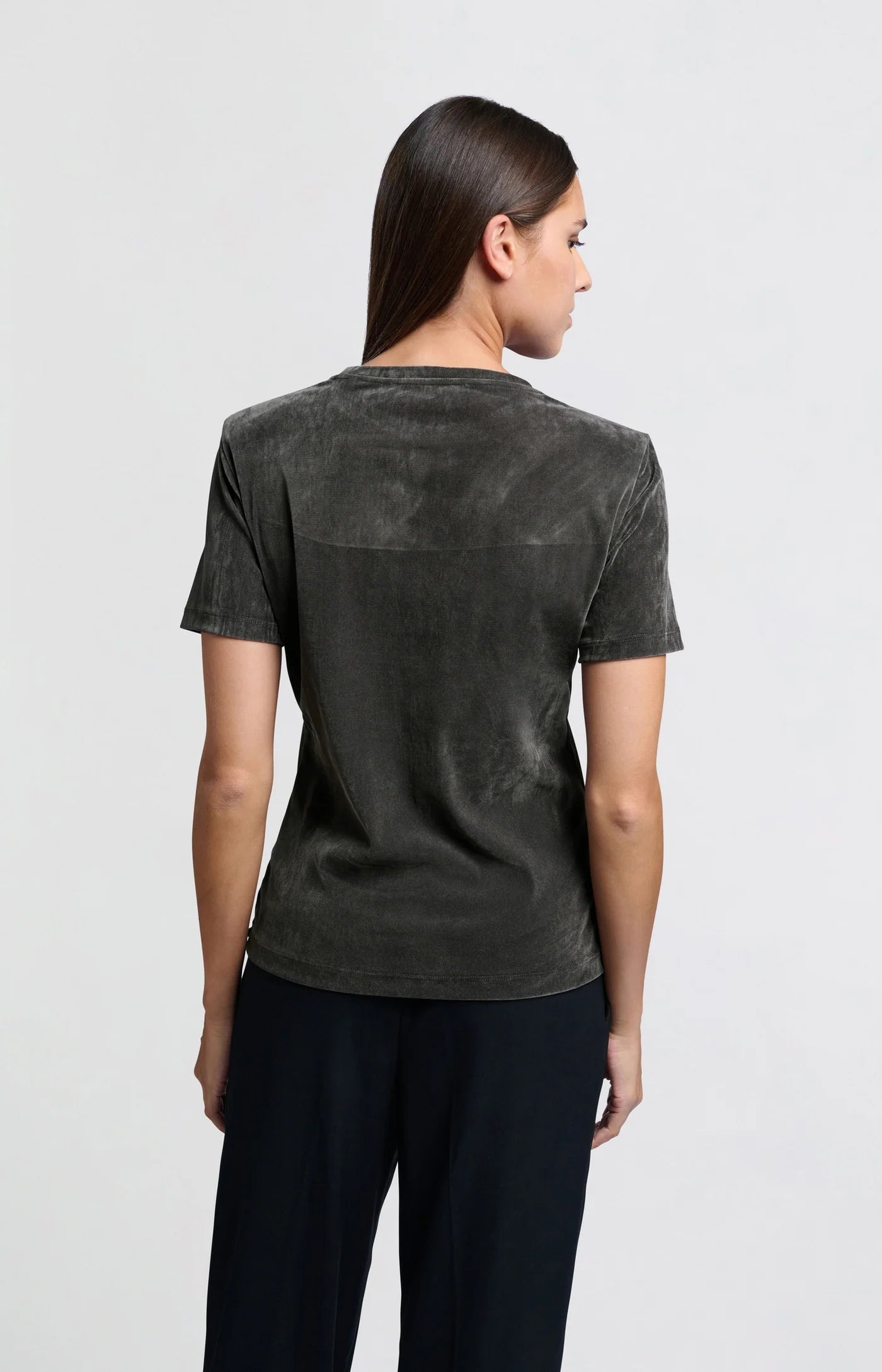 Velvet Mesh T-Shirt in Dark Metal Grey