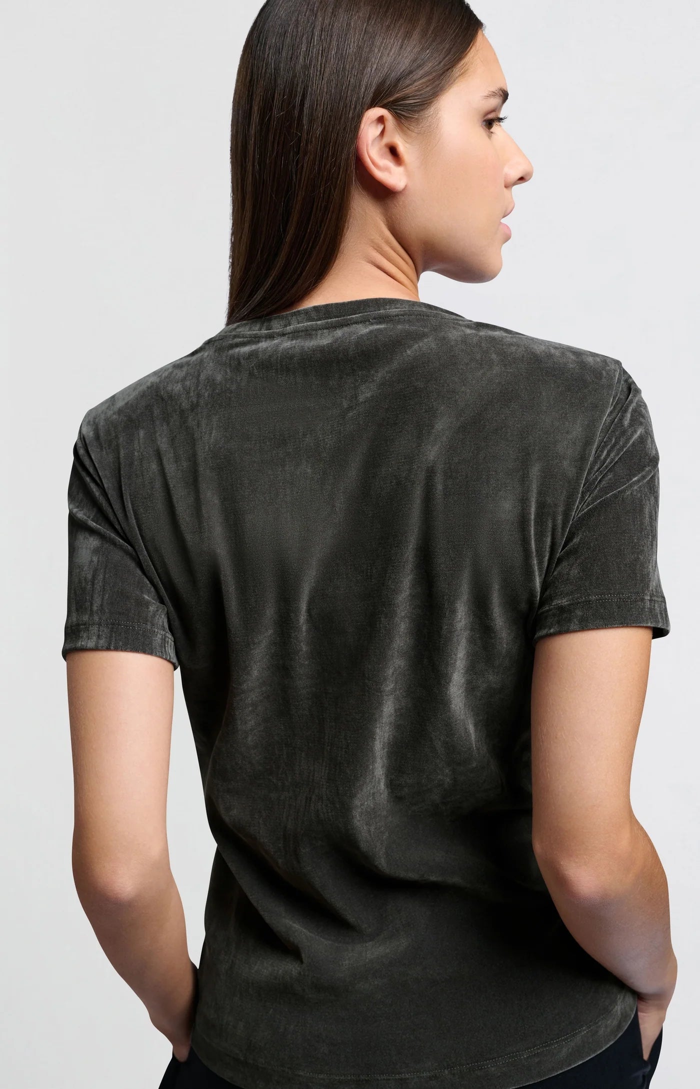 Velvet Mesh T-Shirt in Dark Metal Grey